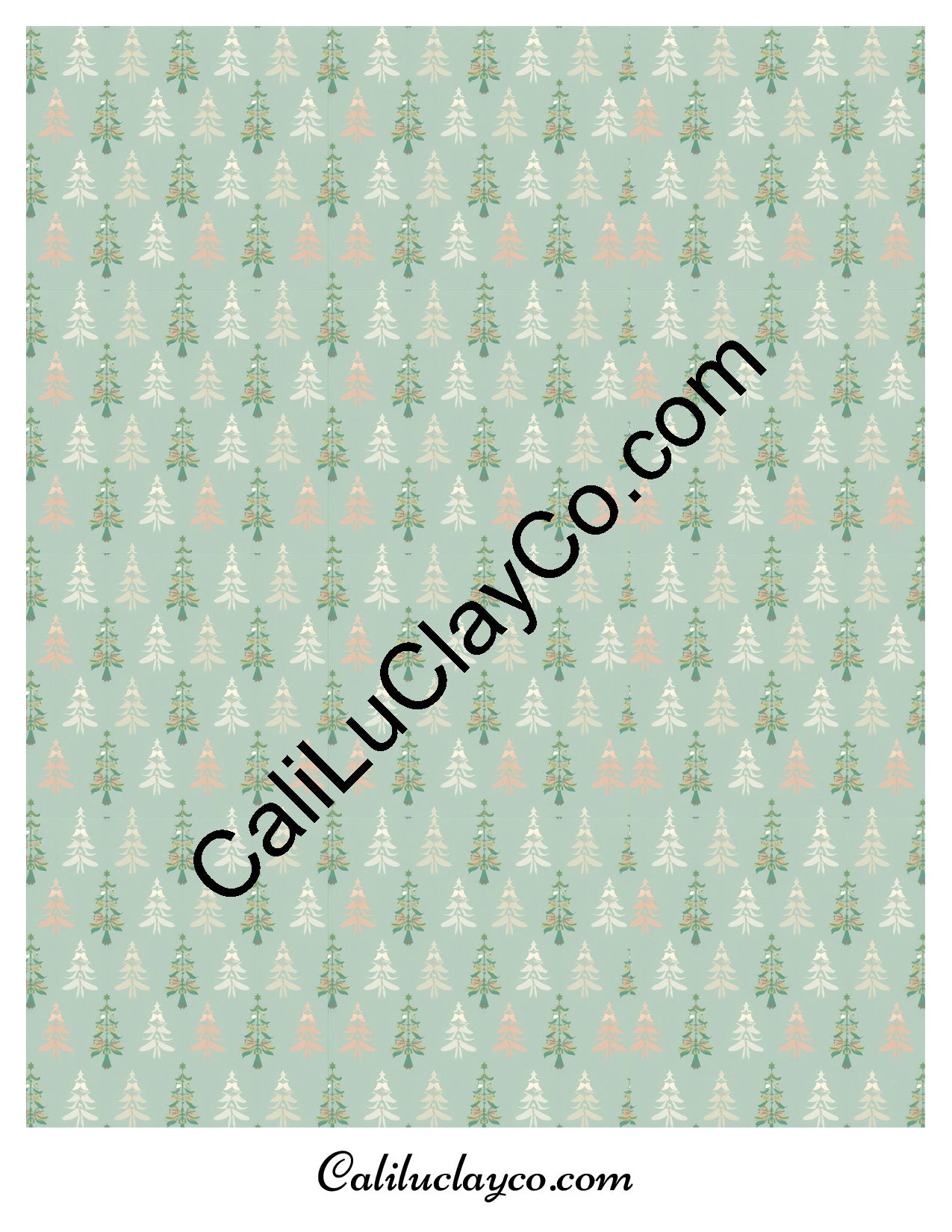 Christmas Trees #4 MULTI Left & Right Polymer Clay Water-Soluble Transfer Sheet / Tattoo Paper