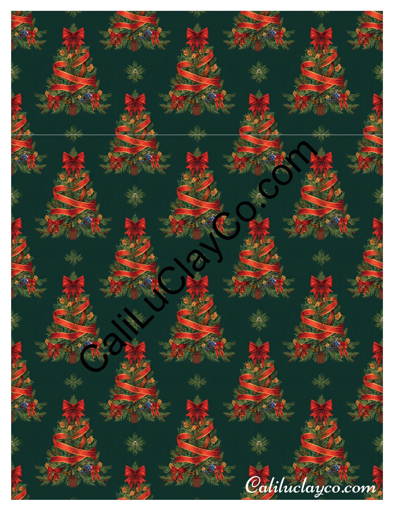 Christmas Trees #5 MULTI Left & Right Polymer Clay Water-Soluble Transfer Sheet / Tattoo Paper