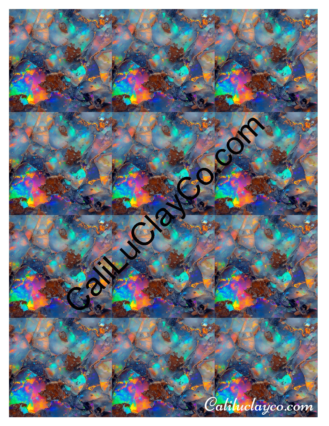 Magnified Opal MULTI Left & Right Polymer Clay Water-Soluble Transfer Sheet / Tattoo Paper