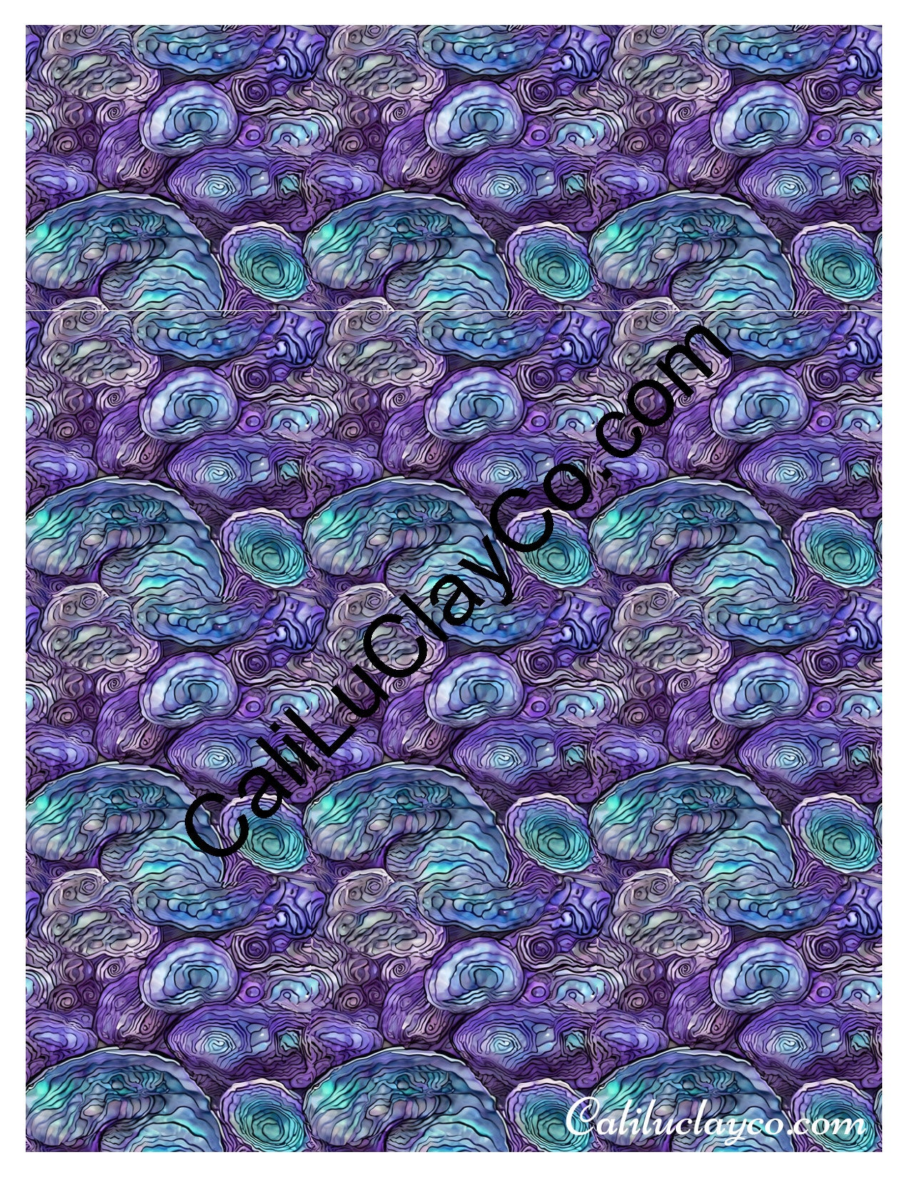 Purple & Teal Stones #45 MULTI Left & Right Polymer Clay Water-Soluble Transfer Sheet / Tattoo Paper