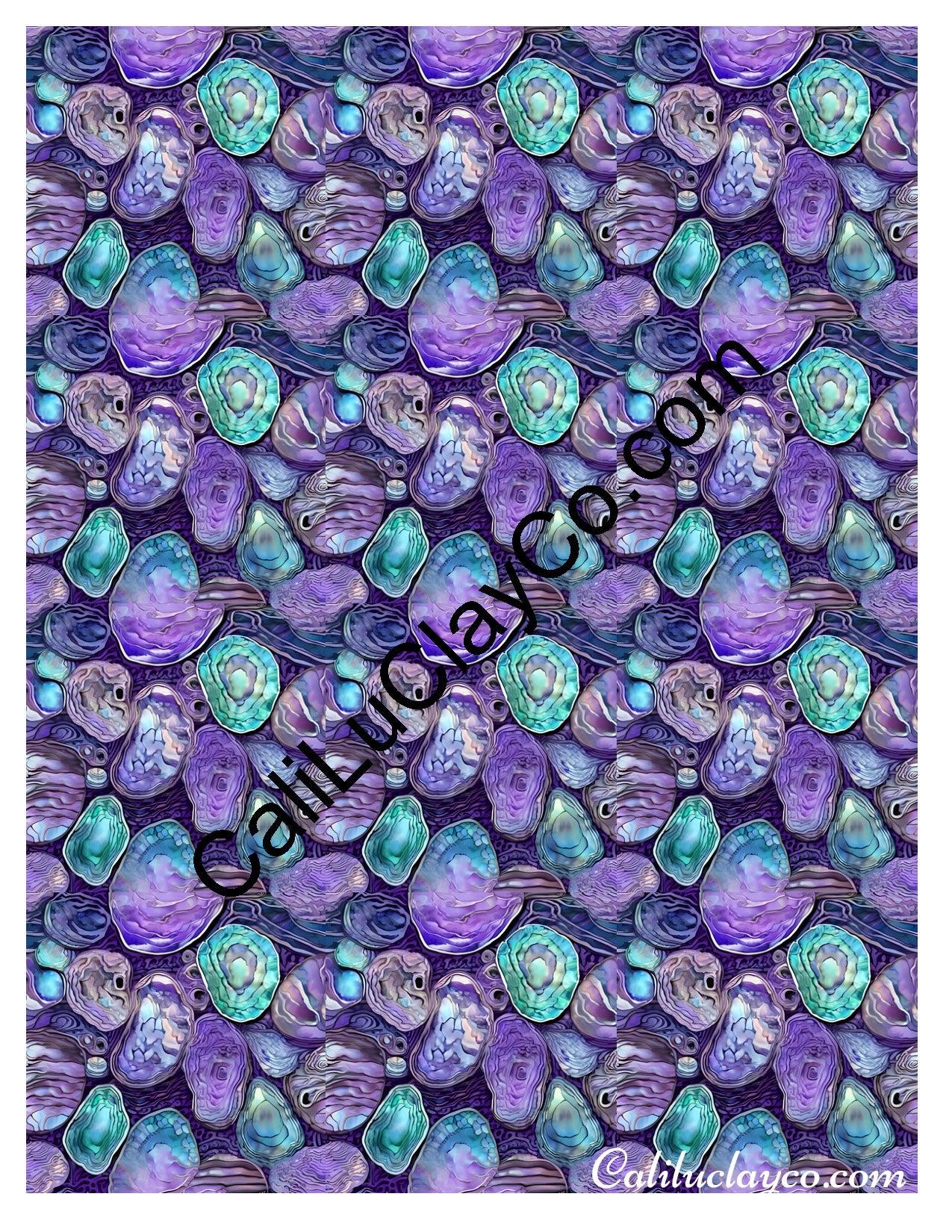 Purple & Teal Stones #46 MULTI Left & Right Polymer Clay Water-Soluble Transfer Sheet / Tattoo Paper