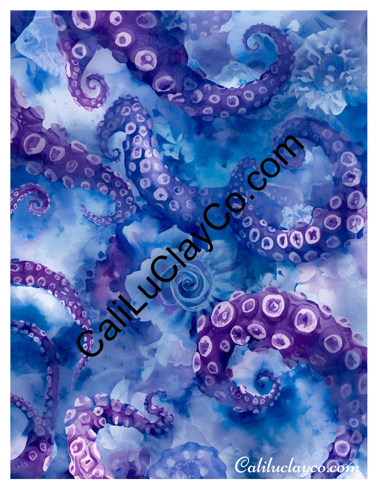 Purple Tentacles Pattern Polymer Clay Water-Soluble Transfer Sheet / Tattoo Paper