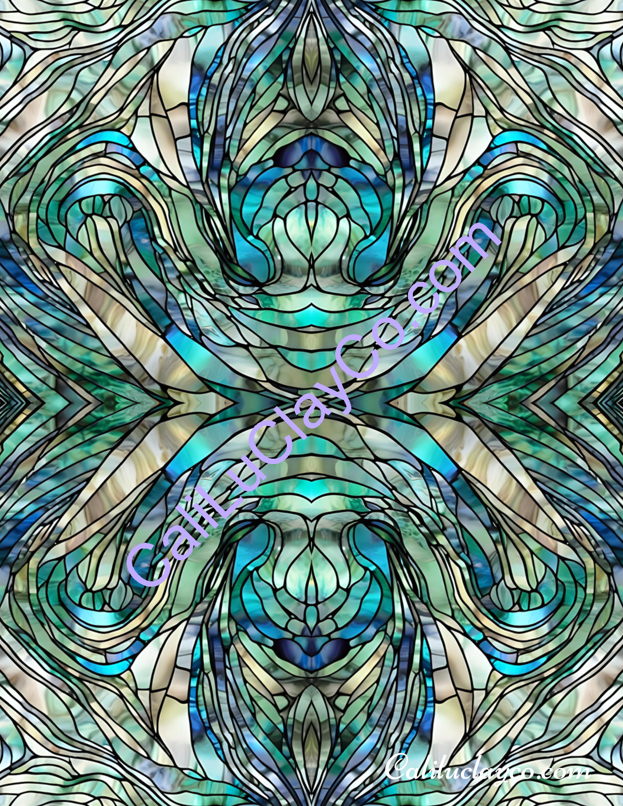 Abalone Stained Glass #2 Mirrored V. 1 & 2 Polymer Clay Water-Soluble Transfer Sheet / Tattoo Paper