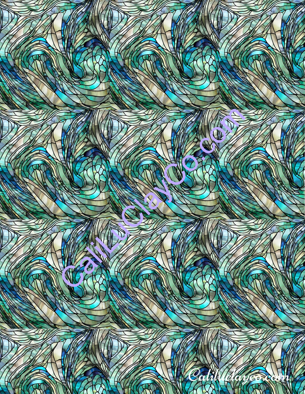 Abalone Stained Glass #2 Left, Right, Multi Polymer Clay Water-Soluble Transfer Sheet / Tattoo Paper