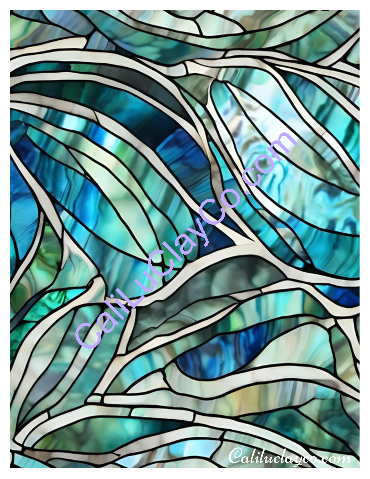 Abalone Stained Glass #3 Mirrored Left & Right Polymer Clay Water-Soluble Transfer Sheet / Tattoo Paper