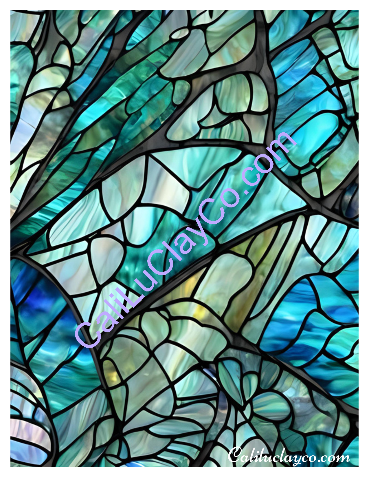 Abalone Stained Glass #6 Left & Right Polymer Clay Water-Soluble Transfer Sheet / Tattoo Paper