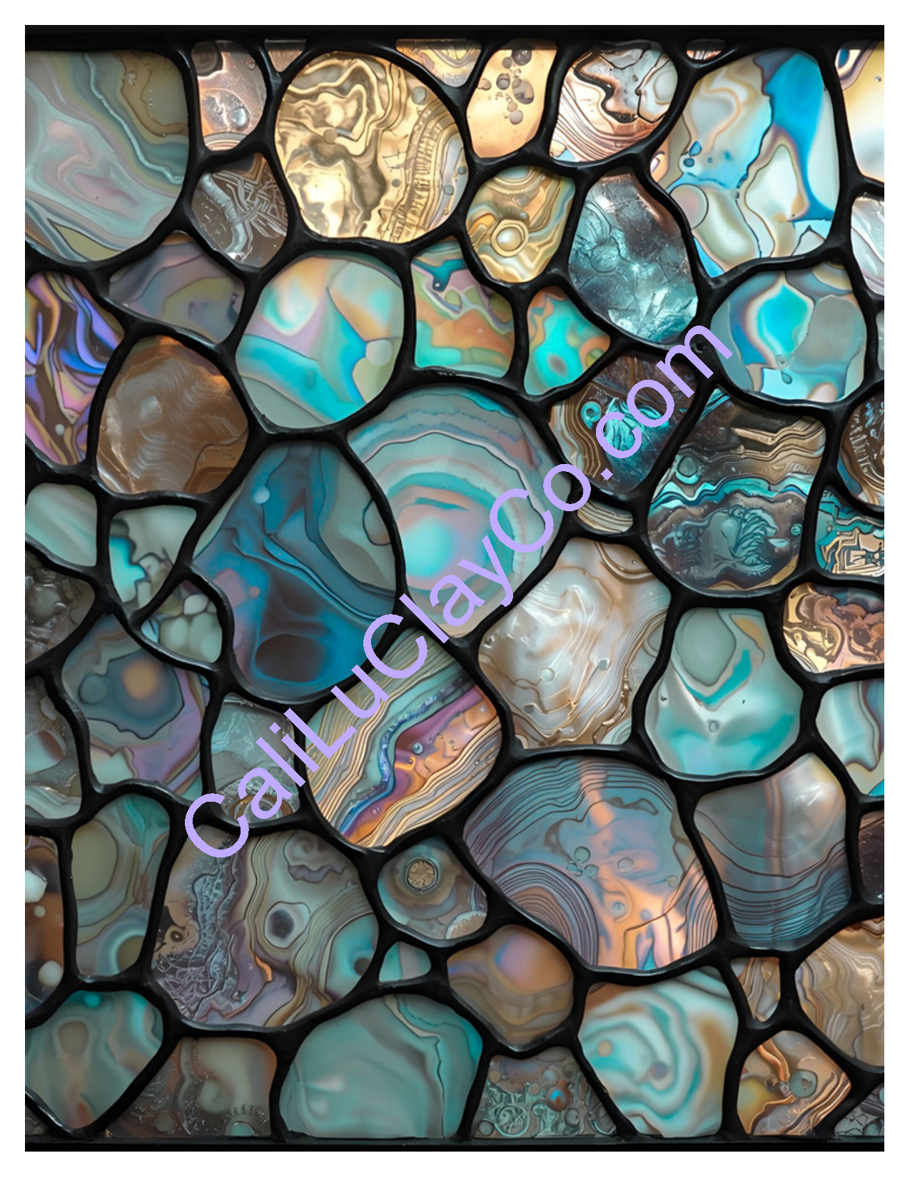 Shimmery Stones Left & Right Polymer Clay Water-Soluble Transfer Sheet / Tattoo Paper