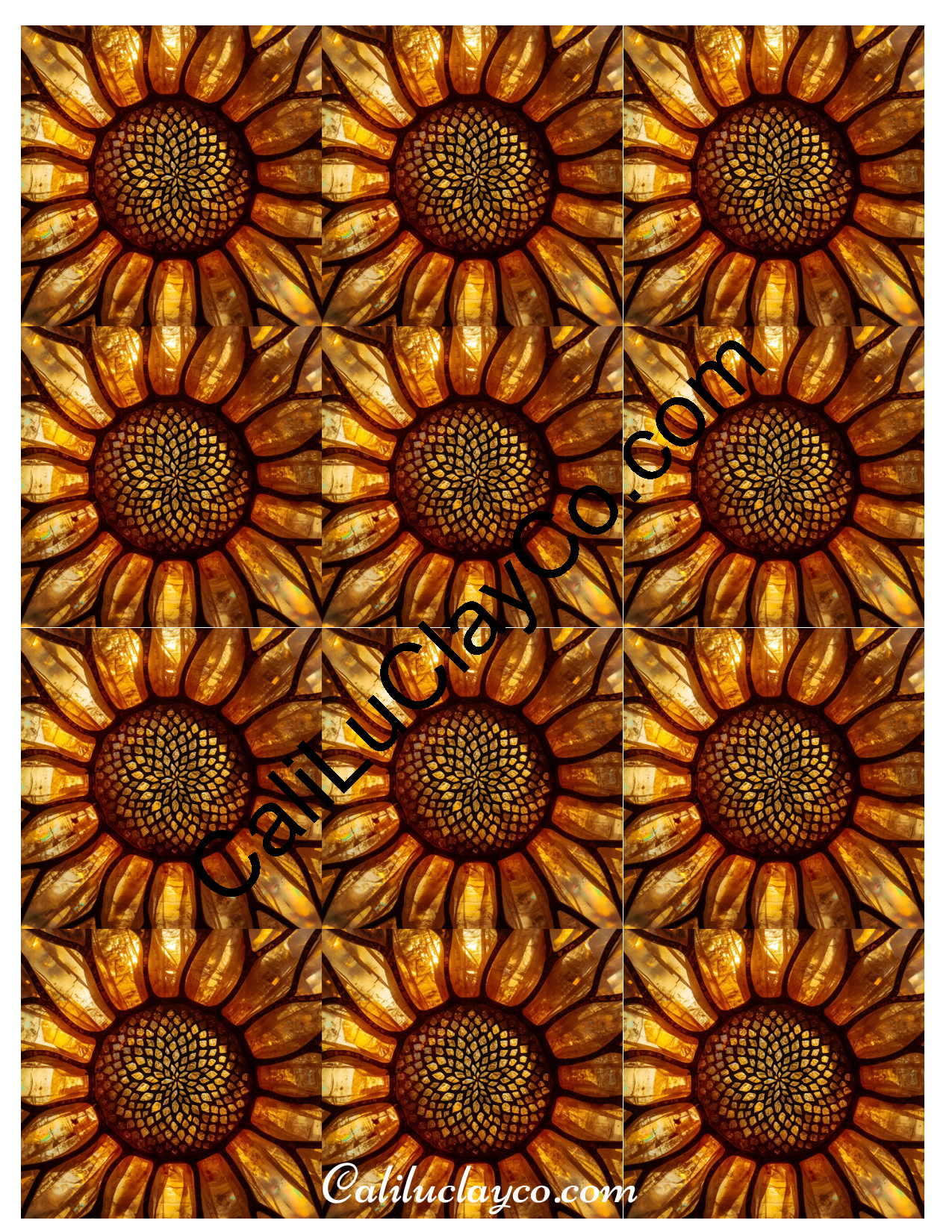 Sunflower Stained Glass #6 MULTI Polymer Clay Water-Soluble Transfer Sheet / Tattoo Paper