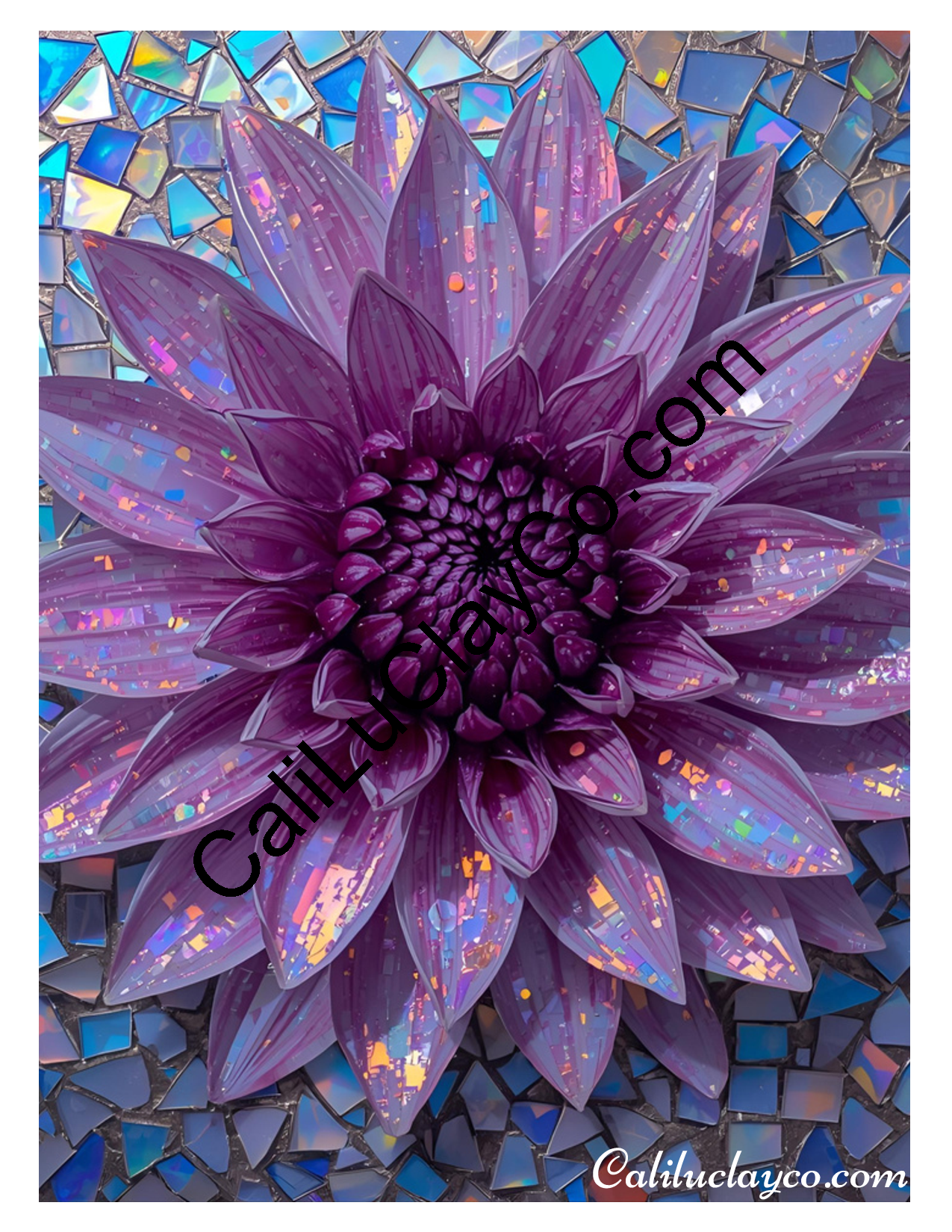 Floral Stained Glass #28 Polymer Clay Water-Soluble Transfer Sheet / Tattoo Paper