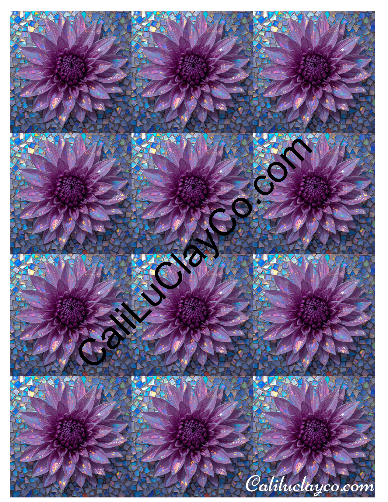 Floral Stained Glass #28 MULTI Polymer Clay Water-Soluble Transfer Sheet / Tattoo Paper