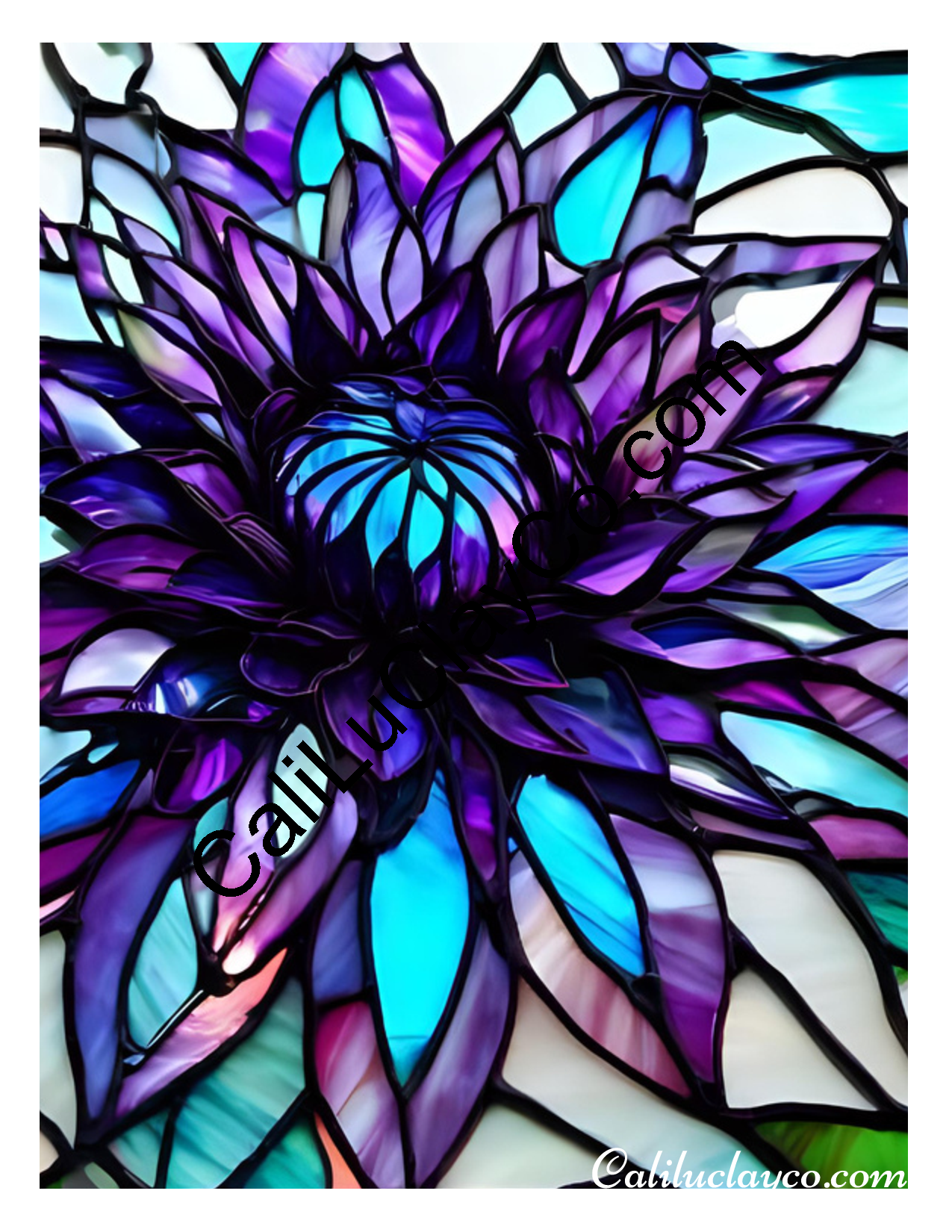 Floral Stained Glass #31 Left & Right Polymer Clay Water-Soluble Transfer Sheet / Tattoo Paper