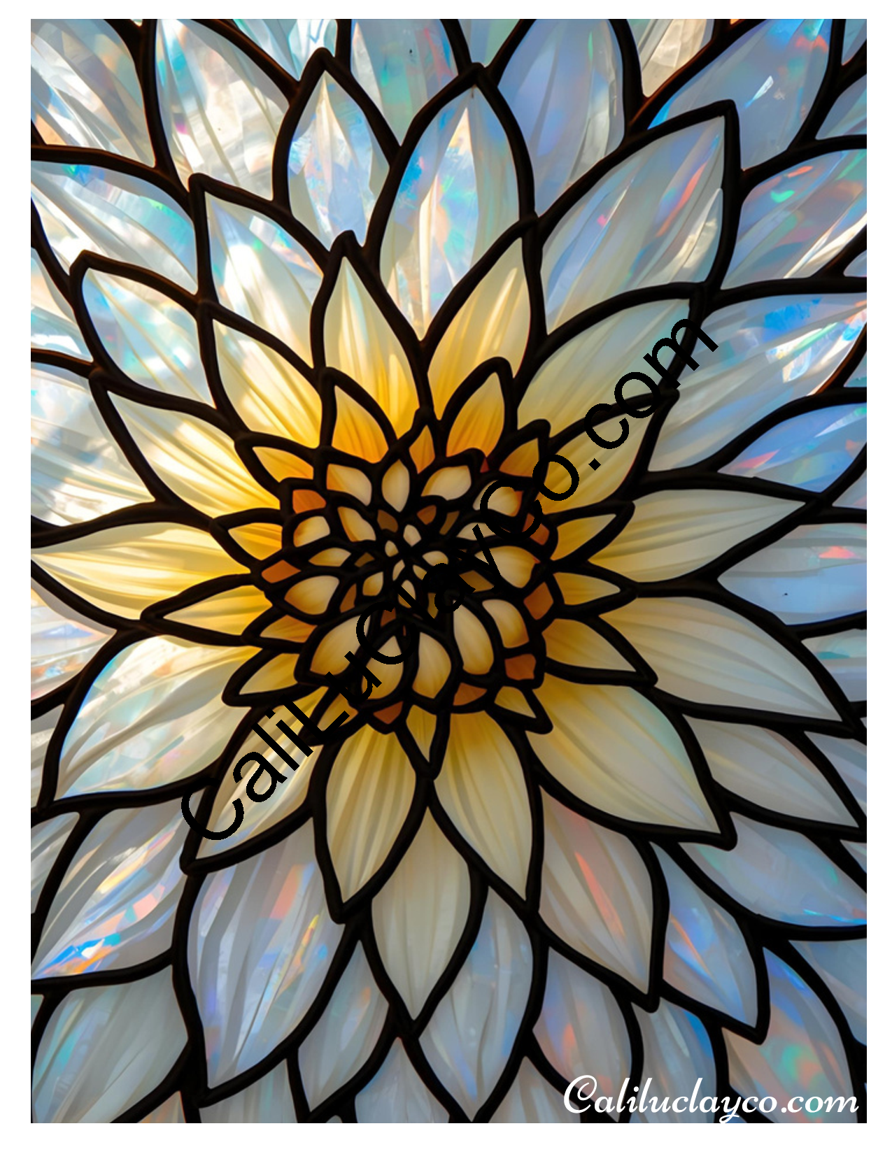 Floral Stained Glass #33 Left & Right Polymer Clay Water-Soluble Transfer Sheet / Tattoo Paper