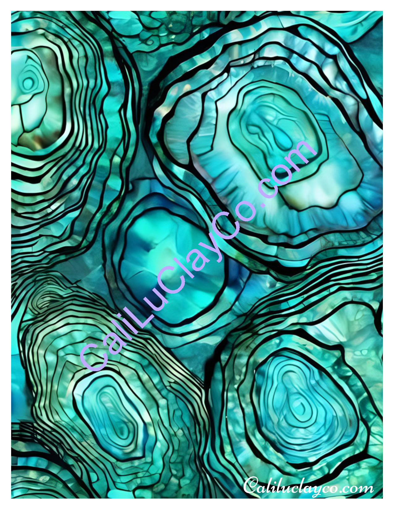 Abalone #2 Left & Right Polymer Clay Water-Soluble Transfer Sheet / Tattoo Paper