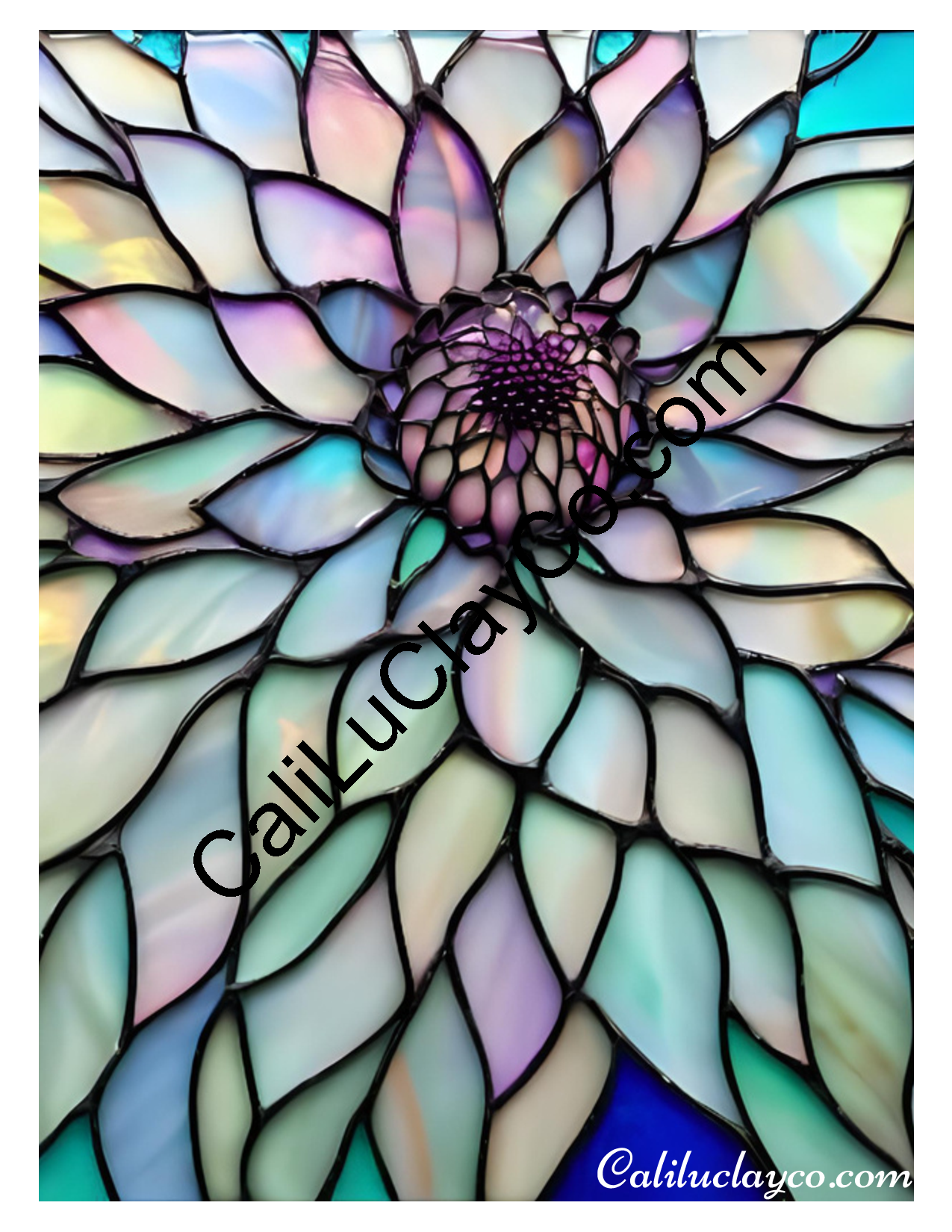 Floral Stained Glass #35 Left & Right Polymer Clay Water-Soluble Transfer Sheet / Tattoo Paper