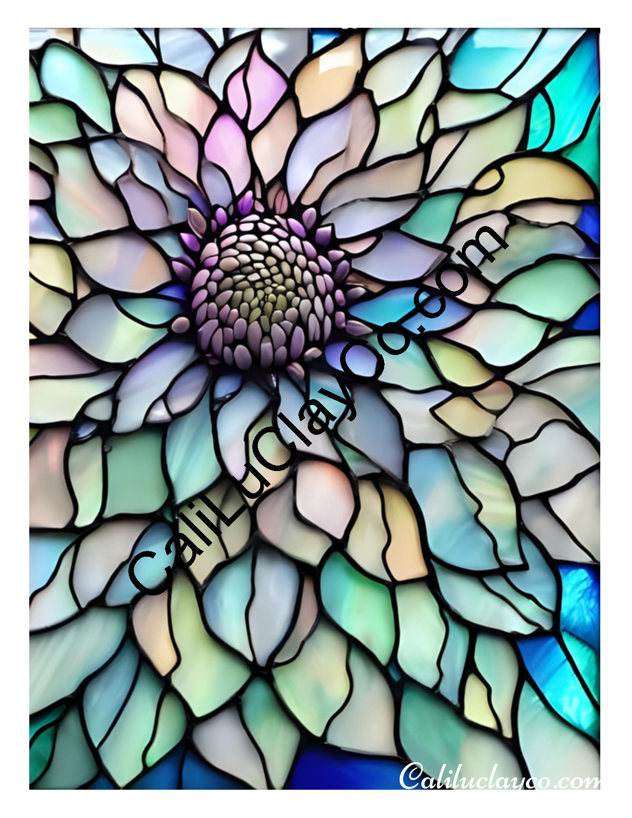 Floral Stained Glass #37 Left & Right Polymer Clay Water-Soluble Transfer Sheet / Tattoo Paper