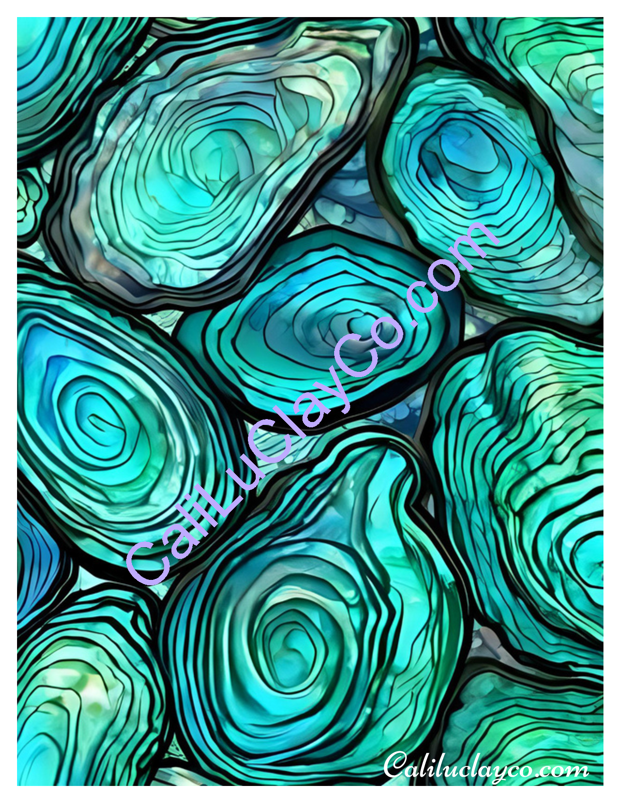 Abalone #4 Left & Right Polymer Clay Water-Soluble Transfer Sheet / Tattoo Paper