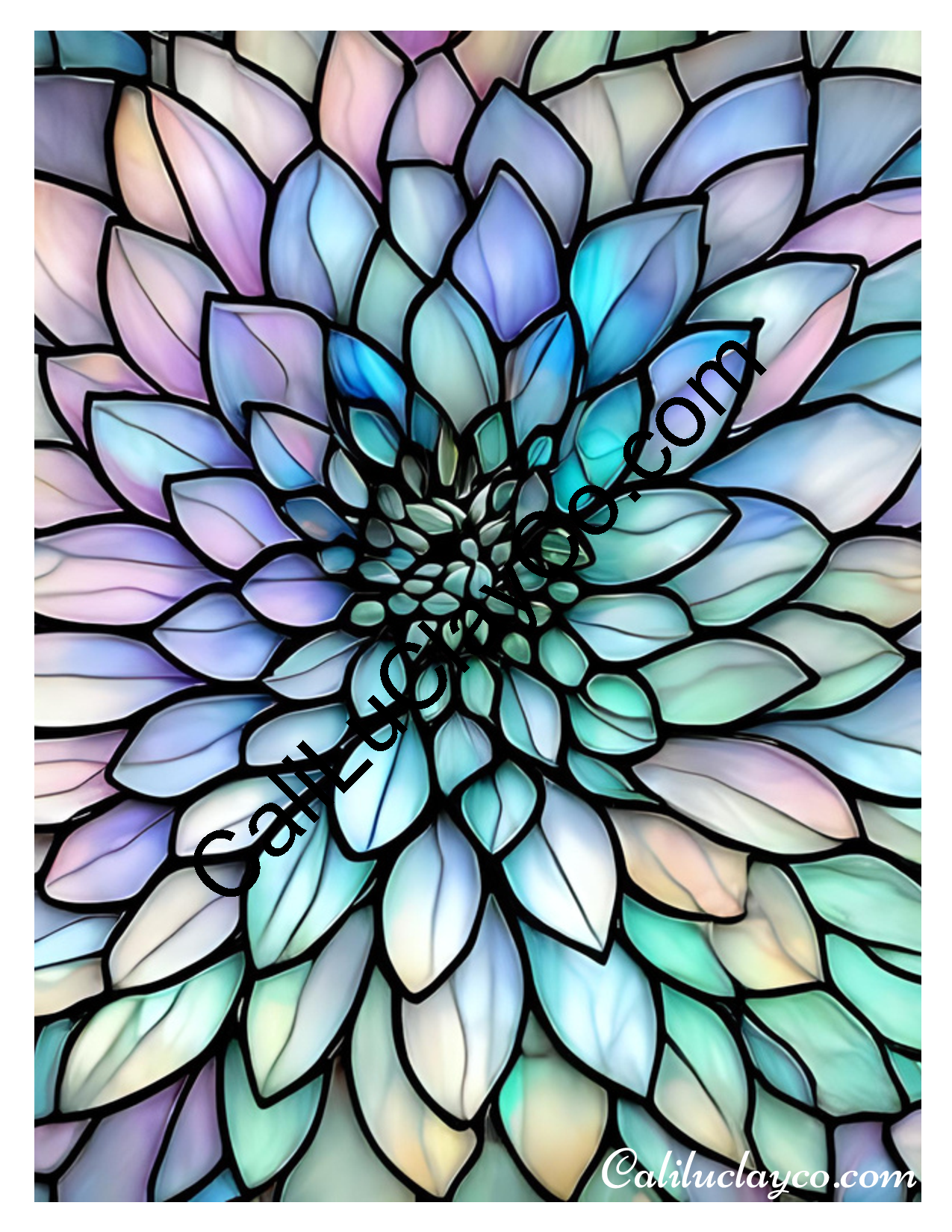 Floral Stained Glass #40 Left & Right Polymer Clay Water-Soluble Transfer Sheet / Tattoo Paper