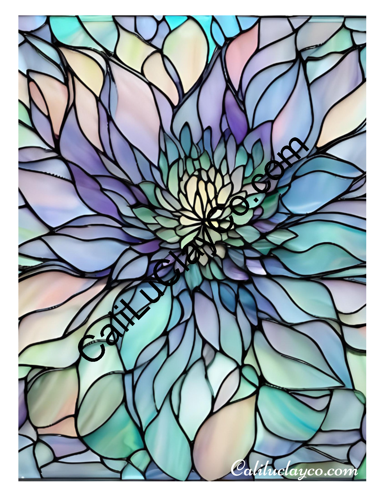 Floral Stained Glass #41 Left & Right Polymer Clay Water-Soluble Transfer Sheet / Tattoo Paper