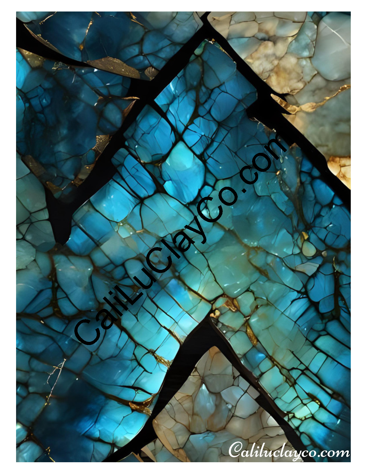 Labradorite #3 Left & Right Polymer Clay Water-Soluble Transfer Sheet / Tattoo Paper