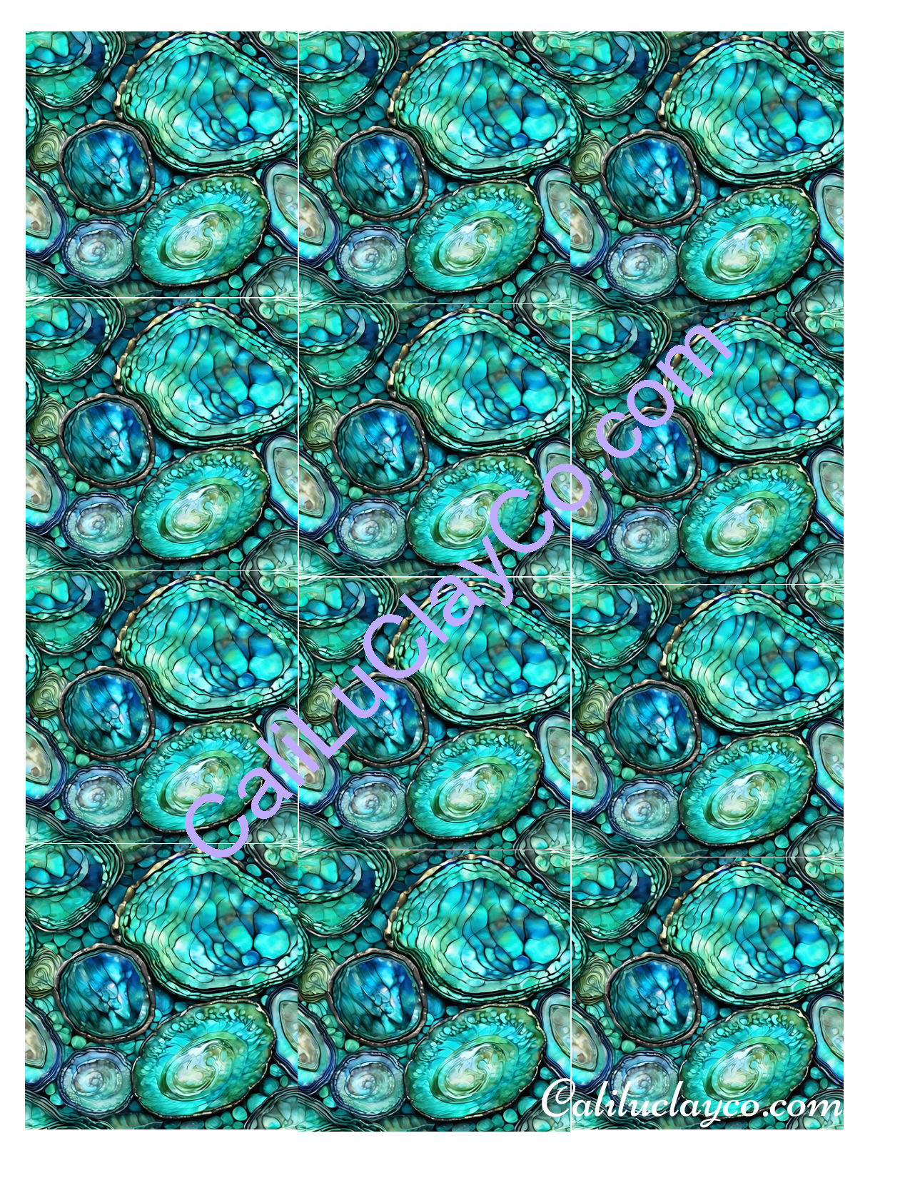 Abalone #5 MULTI X12 Left & Right Polymer Clay Water-Soluble Transfer Sheet / Tattoo Paper