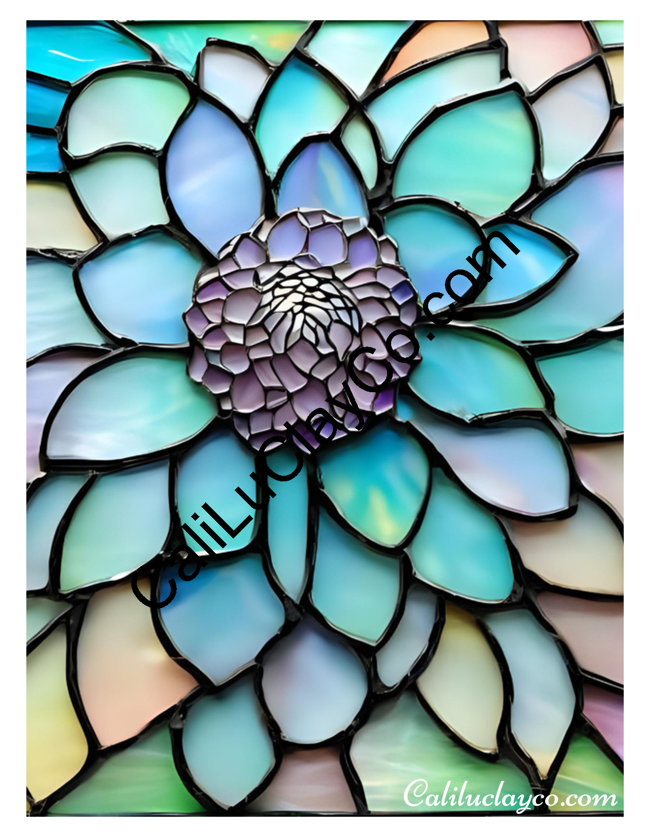 Floral Stained Glass #53 Left & Right Polymer Clay Water-Soluble Transfer Sheet / Tattoo Paper