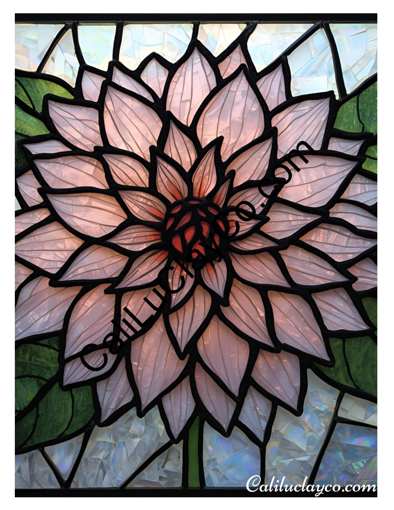 Floral Stained Glass #62 Left & Right Polymer Clay Water-Soluble Transfer Sheet / Tattoo Paper