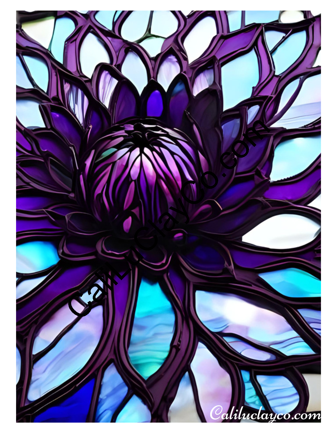 Floral Stained Glass #65 Left & Right Polymer Clay Water-Soluble Transfer Sheet / Tattoo Paper