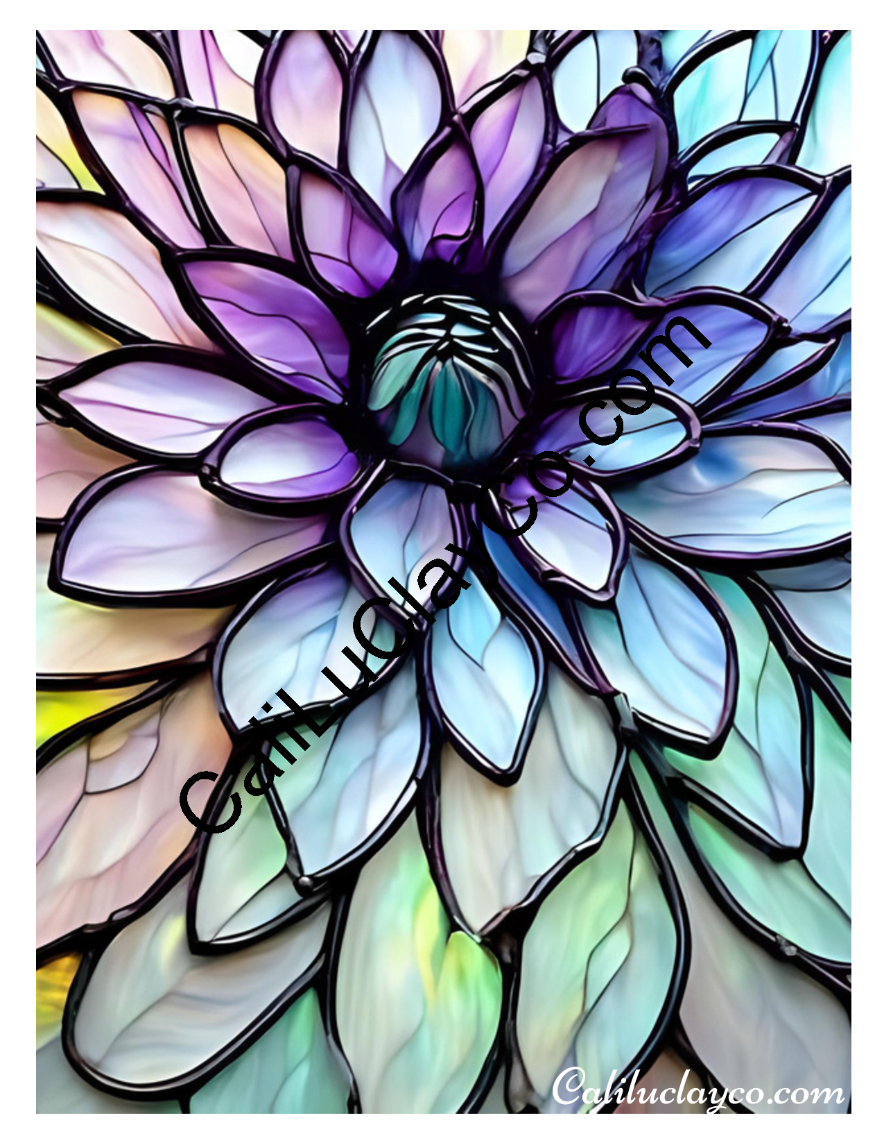Floral Stained Glass #66 Left & Right Polymer Clay Water-Soluble Transfer Sheet / Tattoo Paper