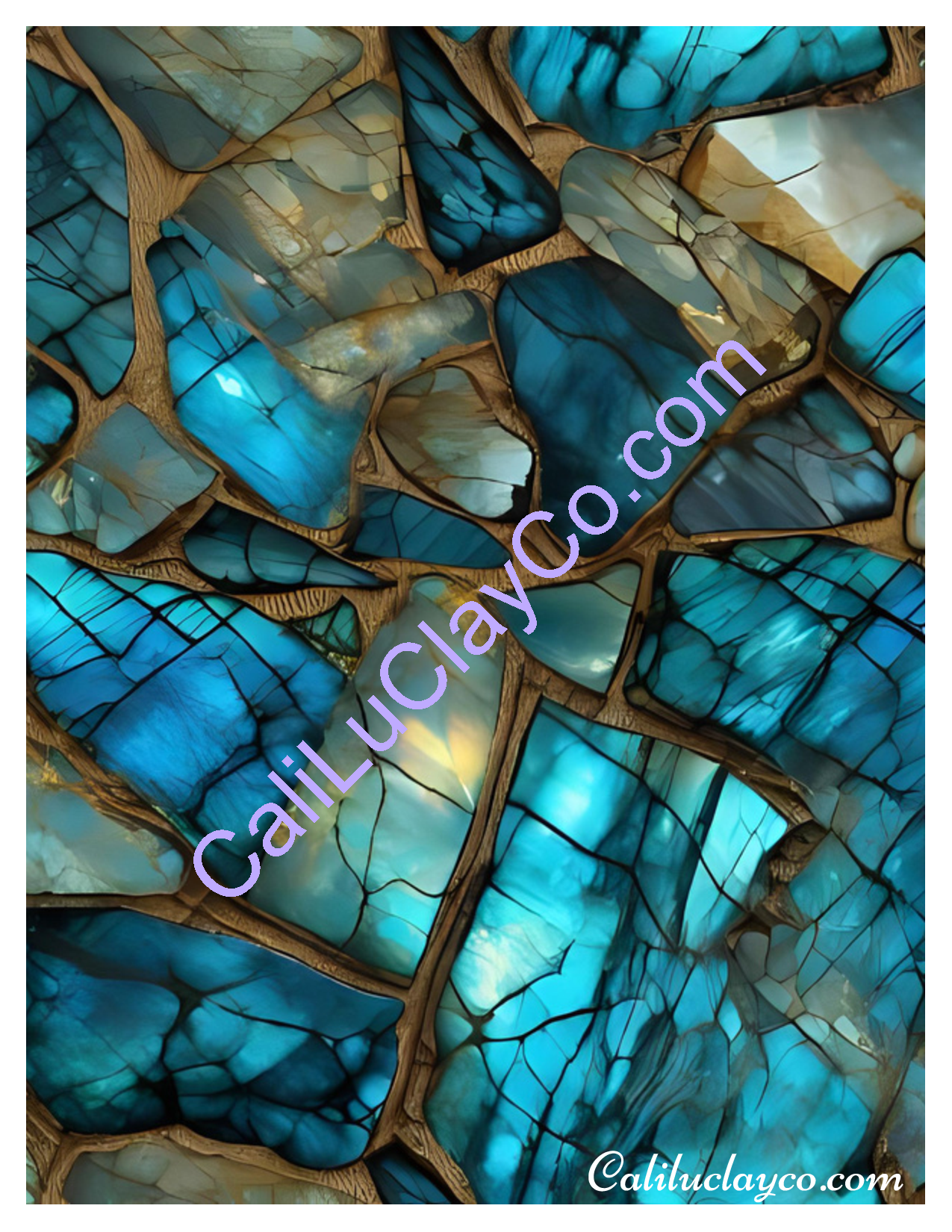Labradorite #2 Left & Right Polymer Clay Water-Soluble Transfer Sheet / Tattoo Paper