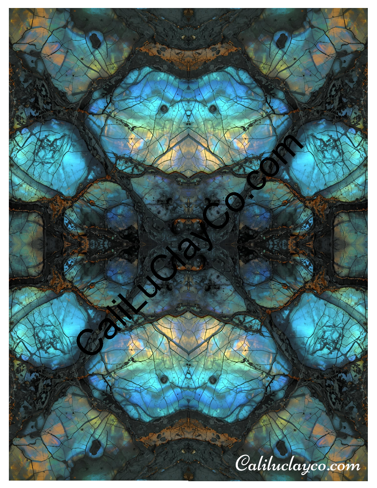 Labradorite #5 Mirrored Polymer Clay Water-Soluble Transfer Sheet / Tattoo Paper