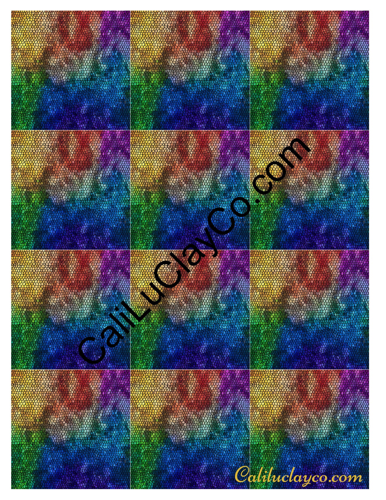 Rainbow Mermaid Scales #2 MULTI Left & Right Polymer Clay Water-Soluble Transfer Sheet / Tattoo Paper