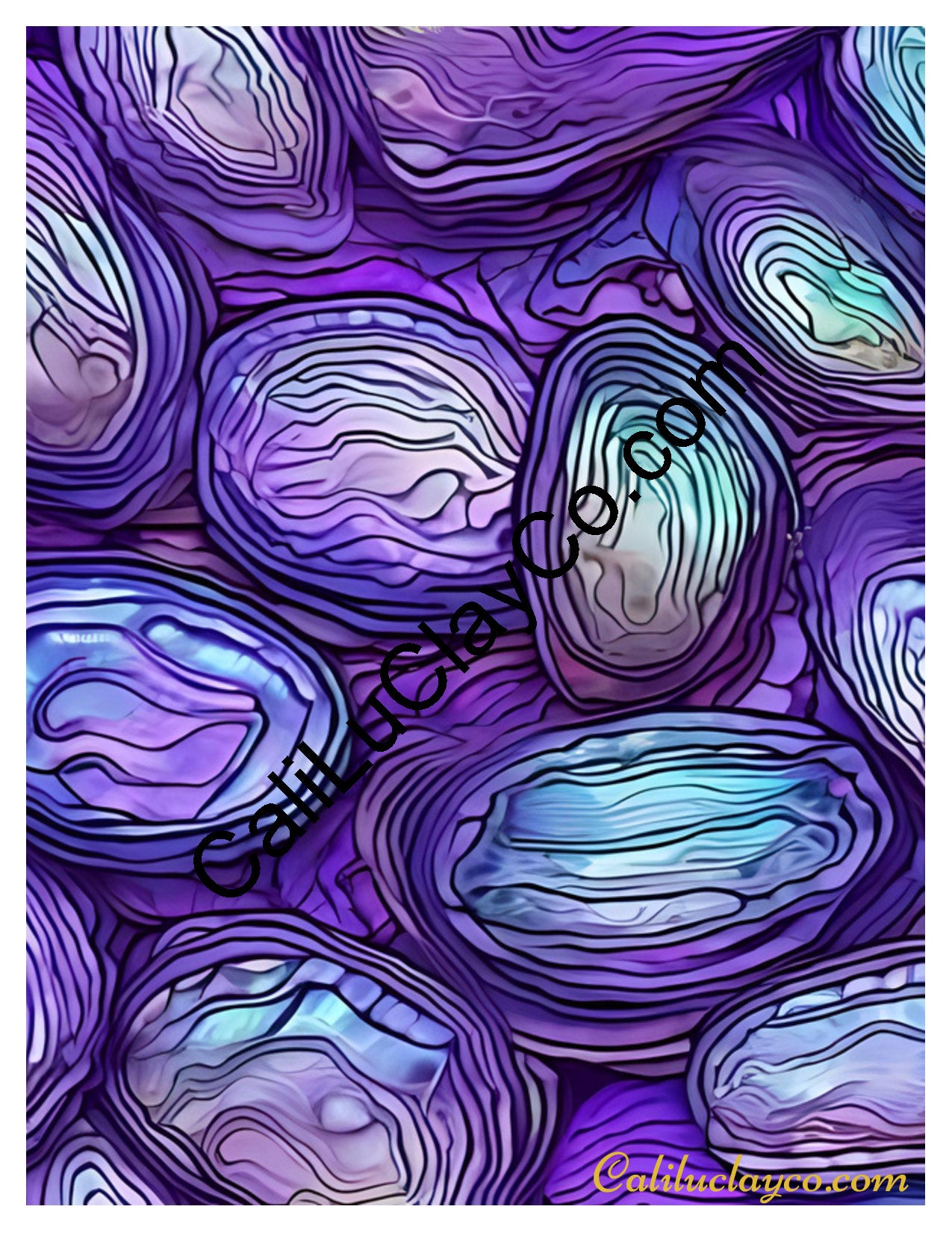 Purple Stones Left & Right Polymer Clay Water-Soluble Transfer Sheet / Tattoo Paper