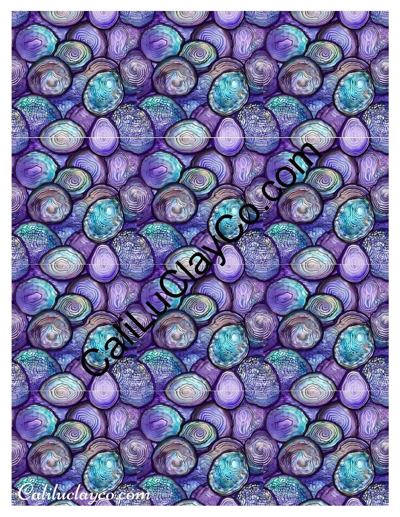 Purple & Teal Stones #6 MULTI Left & Right Polymer Clay Water-Soluble Transfer Sheet / Tattoo Paper