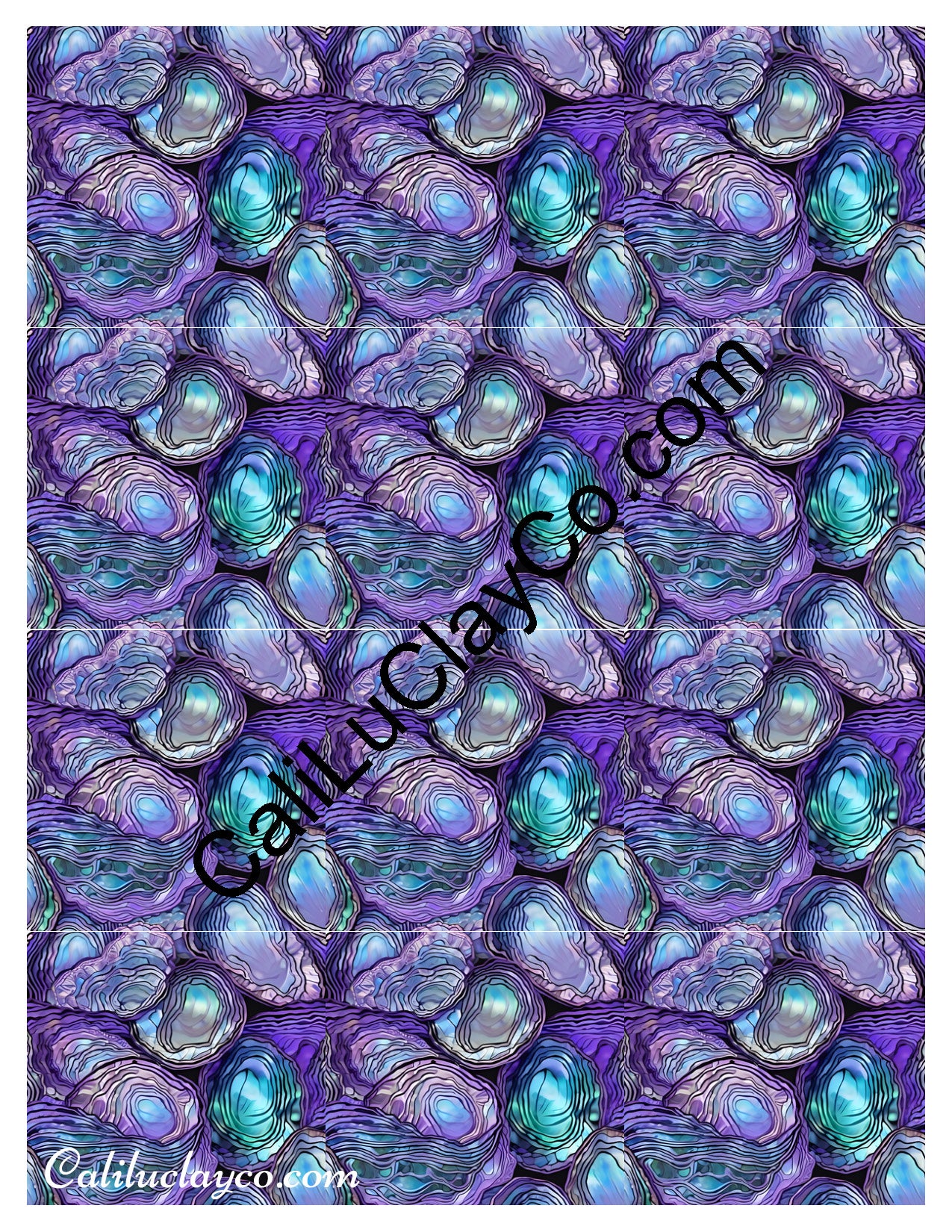 Purple & Teal Stones #7 MULTI Left & Right Polymer Clay Water-Soluble Transfer Sheet / Tattoo Paper