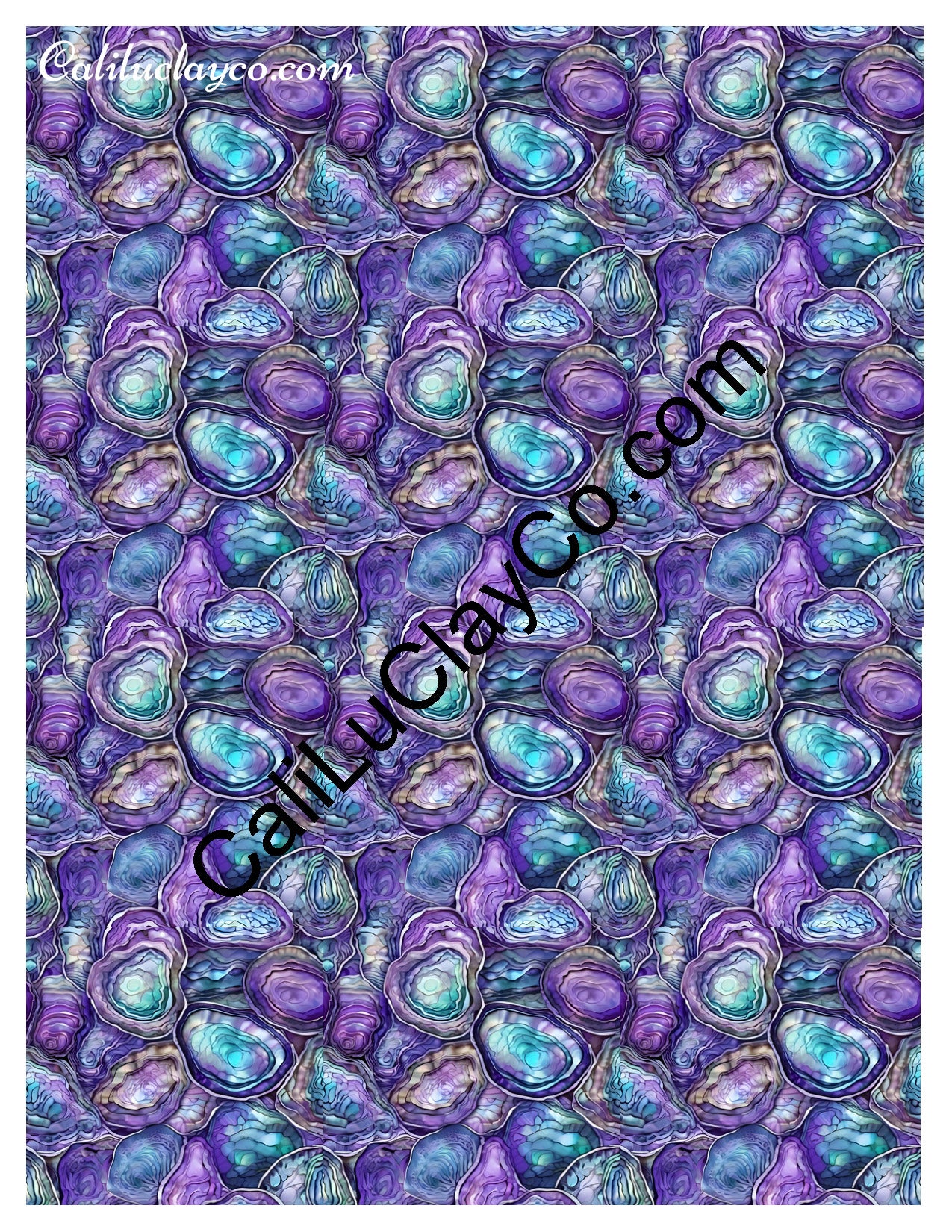 Purple & Teal Stones #11 MULTI Left & Right Polymer Clay Water-Soluble Transfer Sheet / Tattoo Paper
