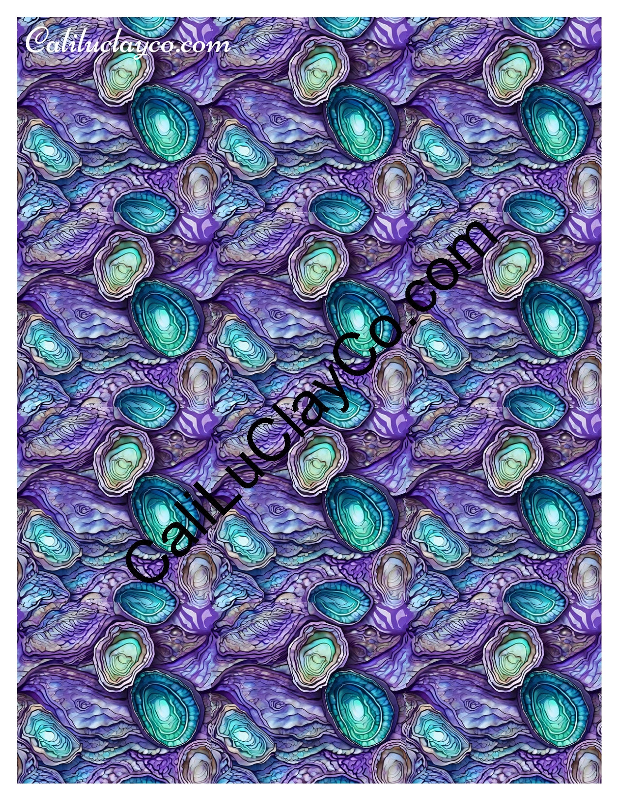 Purple & Teal Stones #12 MULTI Left & Right Polymer Clay Water-Soluble Transfer Sheet / Tattoo Paper