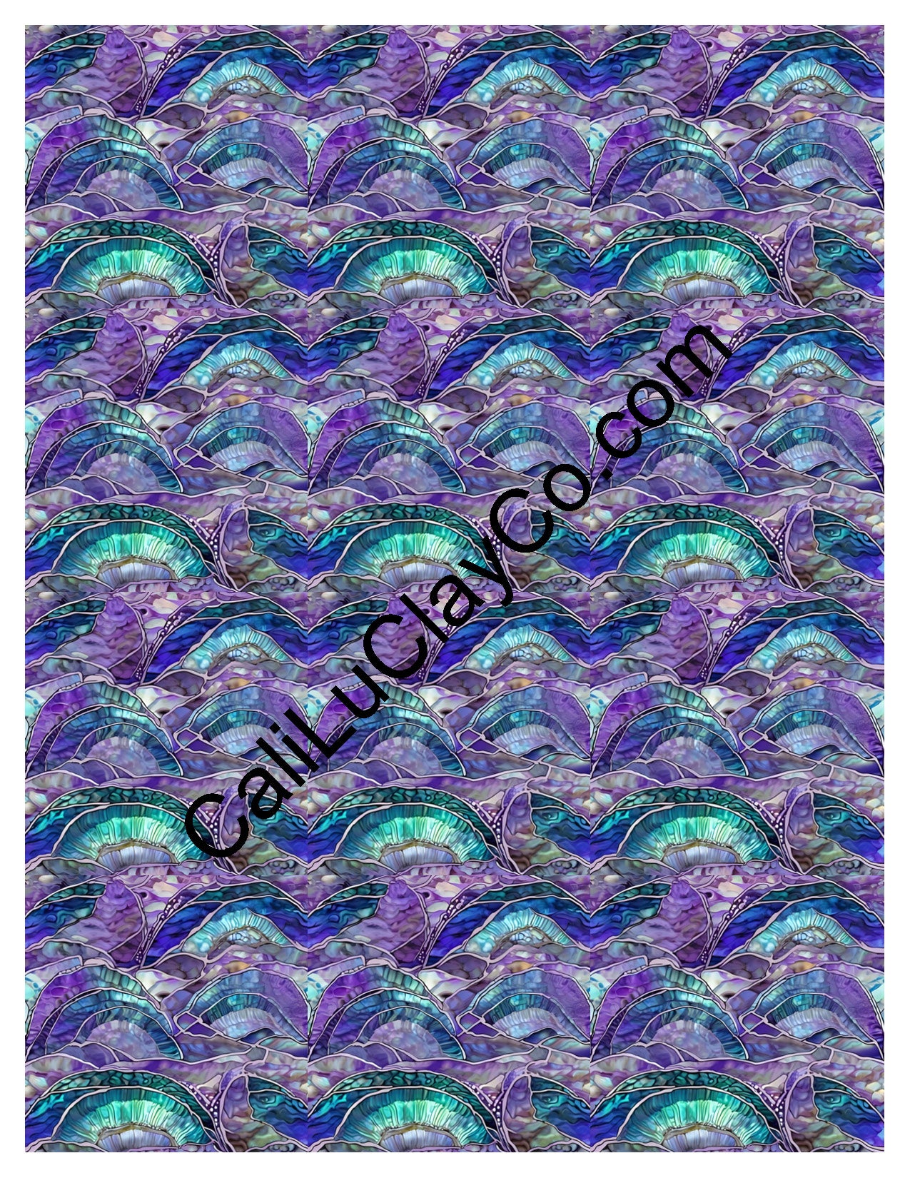 Purple & Teal Stones #16 MULTI Left & Right Polymer Clay Water-Soluble Transfer Sheet / Tattoo Paper