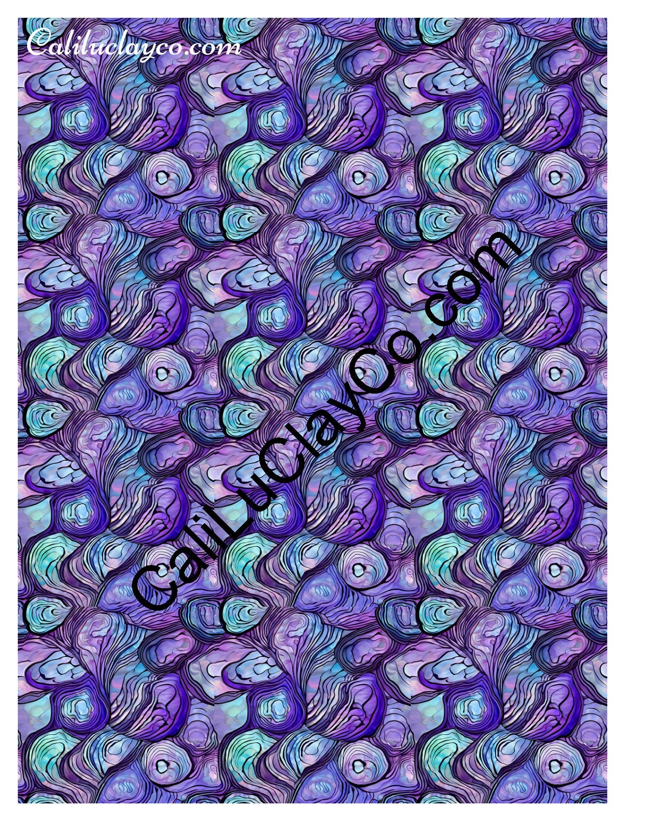 Purple & Teal Stones #21 MULTI Left & Right Polymer Clay Water-Soluble Transfer Sheet / Tattoo Paper