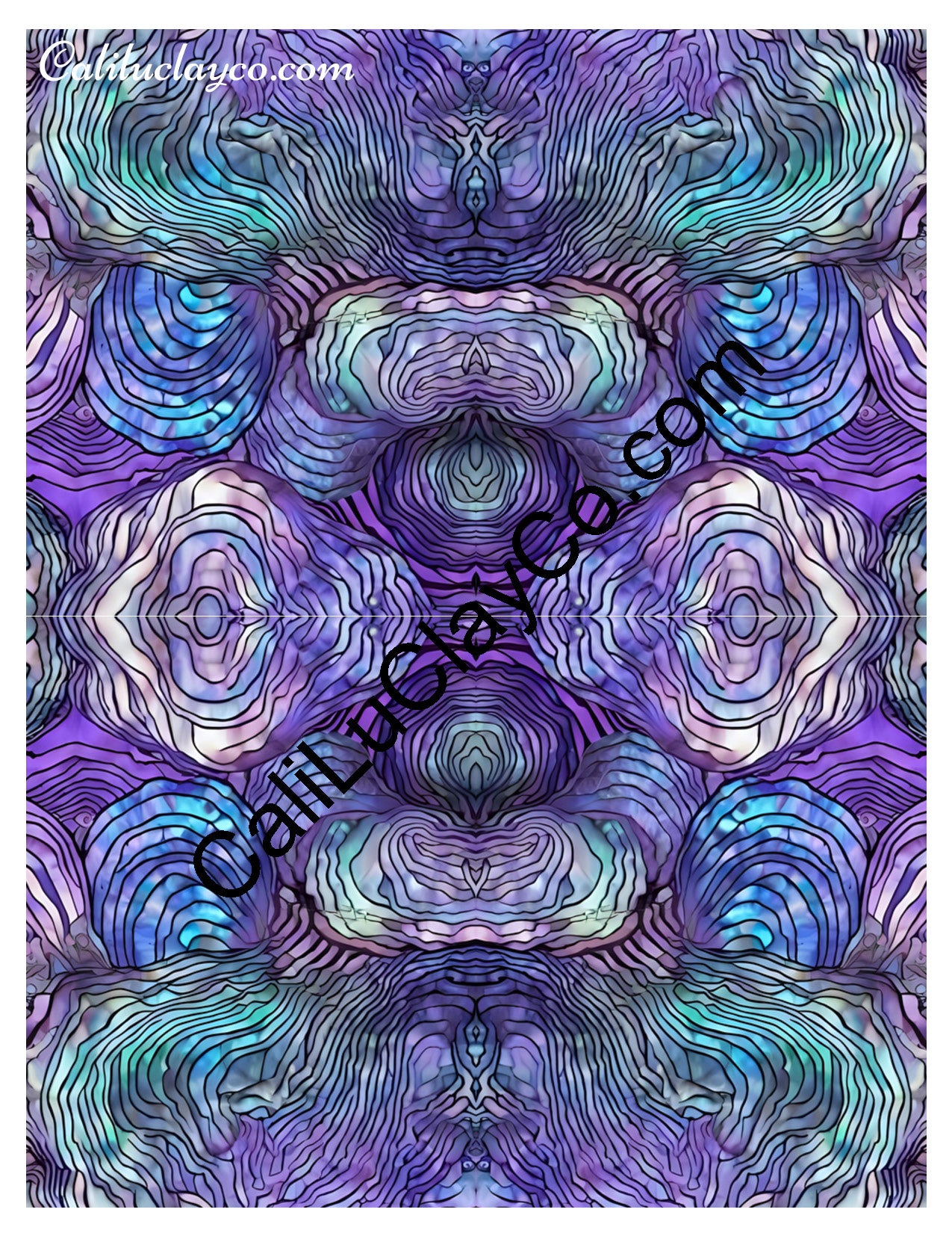 Purple & Teal Waves #3 Mirrored Polymer Clay Water-Soluble Transfer Sheet / Tattoo Paper
