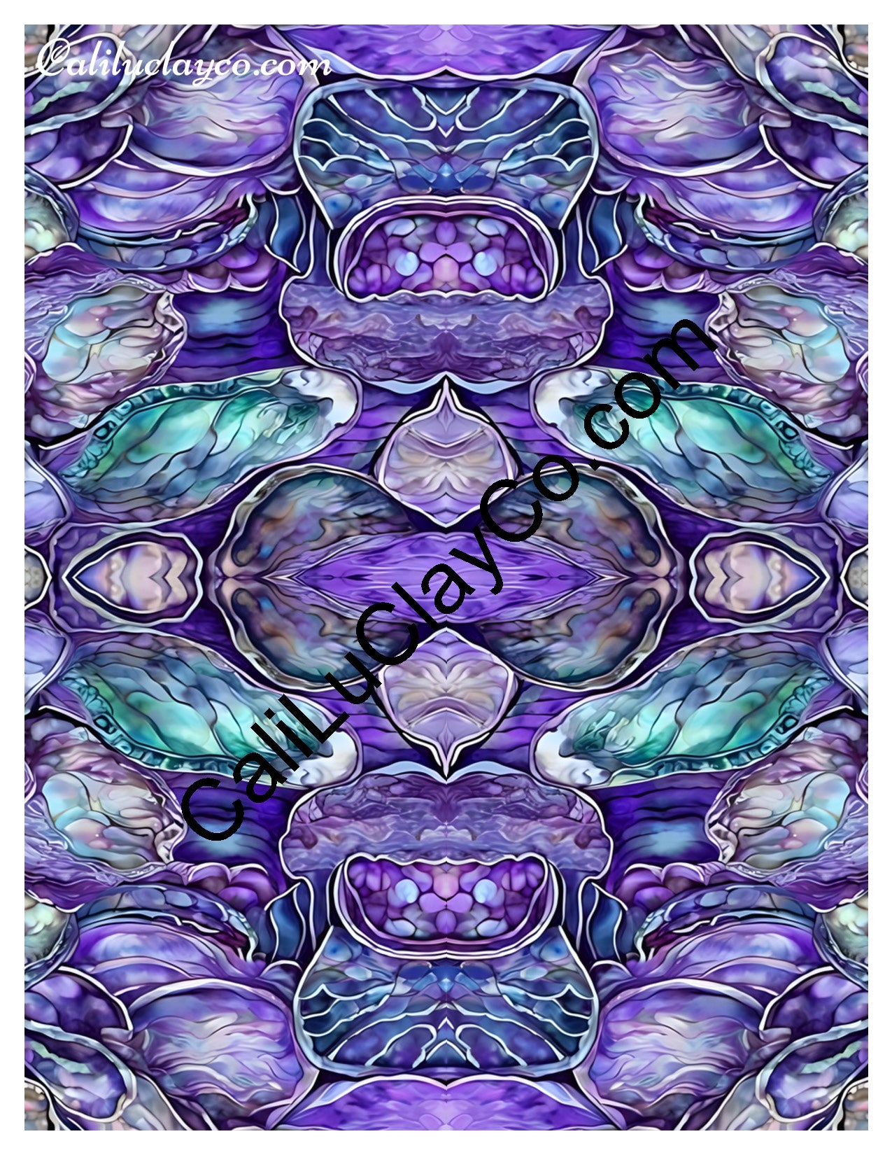 Purple & Teal Stones #25 Mirrored Version #1 Polymer Clay Water-Soluble Transfer Sheet / Tattoo Paper