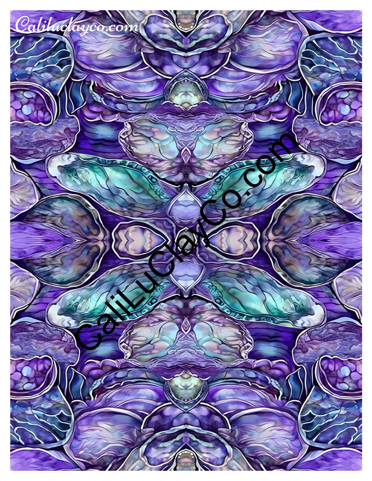 Purple & Teal Stones #25 Mirrored Version #2 Polymer Clay Water-Soluble Transfer Sheet / Tattoo Paper