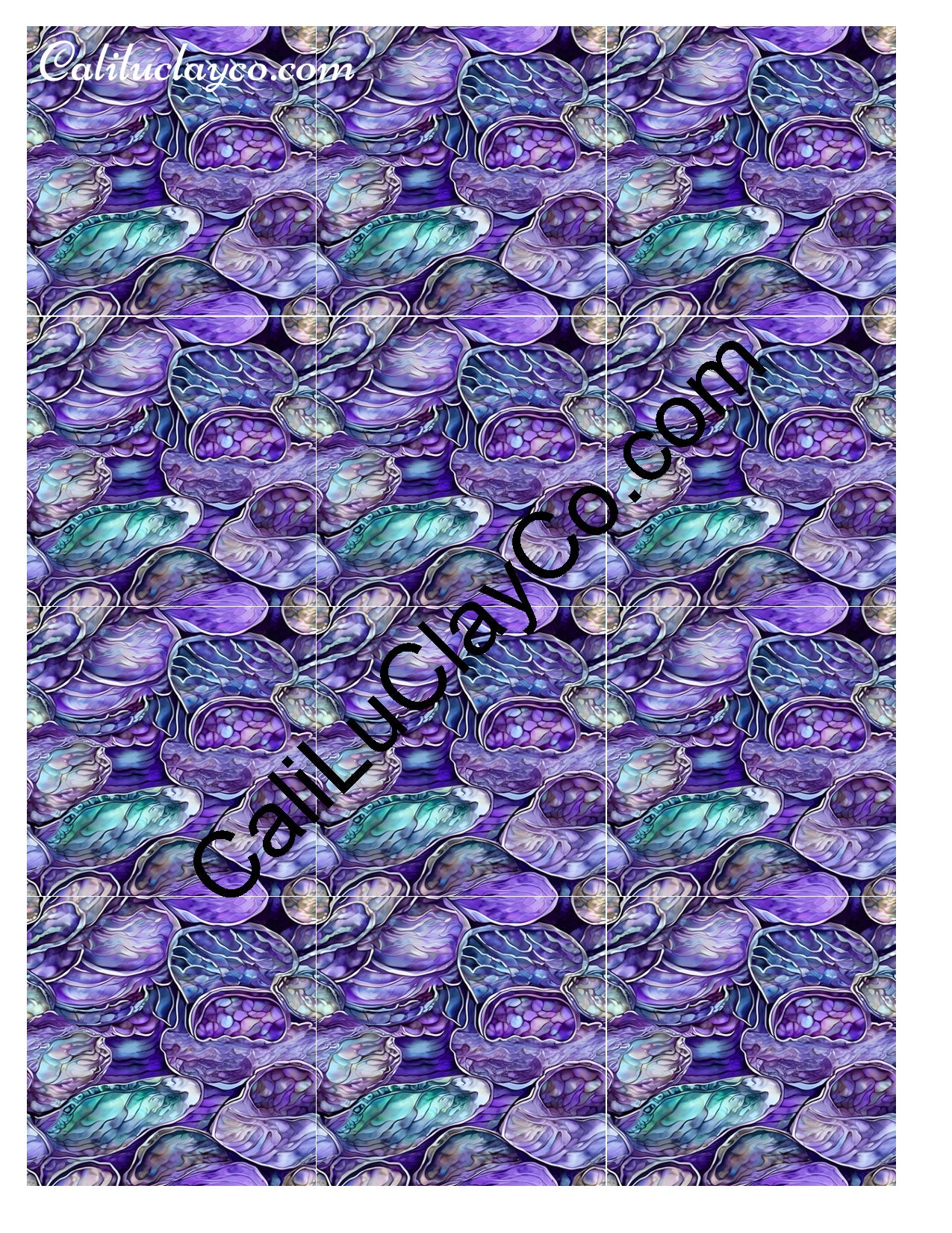 Purple & Teal Stones #25 MULTI Left & Right Polymer Clay Water-Soluble Transfer Sheet / Tattoo Paper