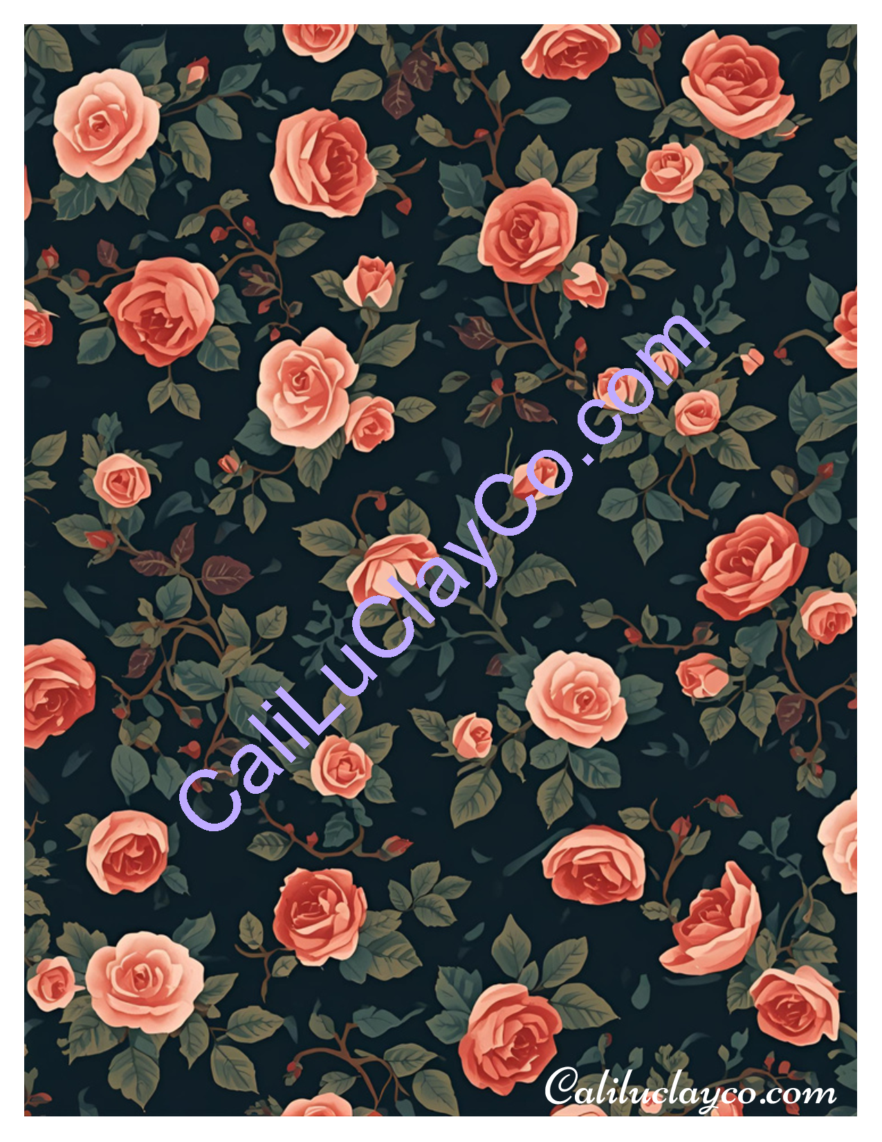 Peach Roses Polymer Clay Water-Soluble Transfer Sheet / Tattoo Paper