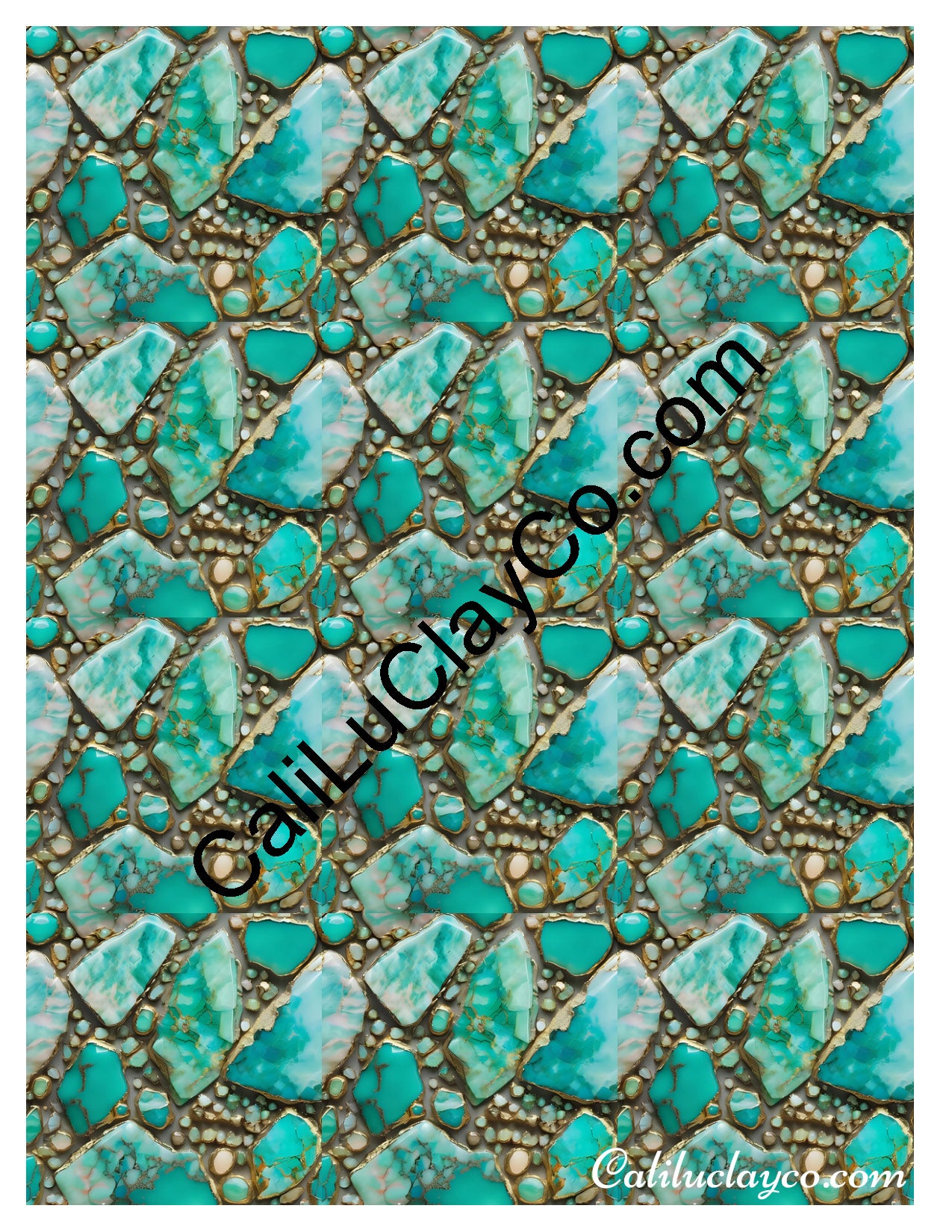 Larimar #1 MULTI Polymer Clay Water-Soluble Transfer Sheet / Tattoo Paper
