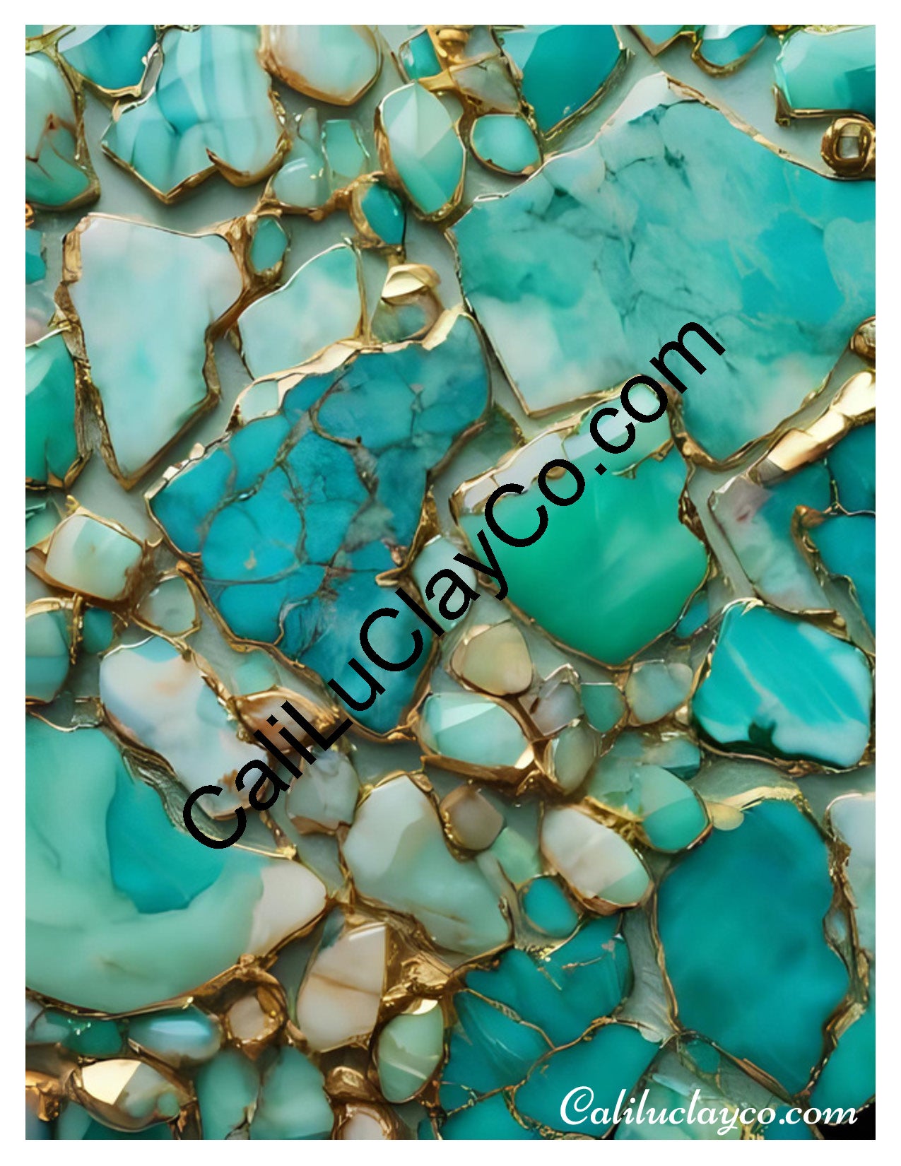 Larimar #3 Left & Right Polymer Clay Water-Soluble Transfer Sheet / Tattoo Paper