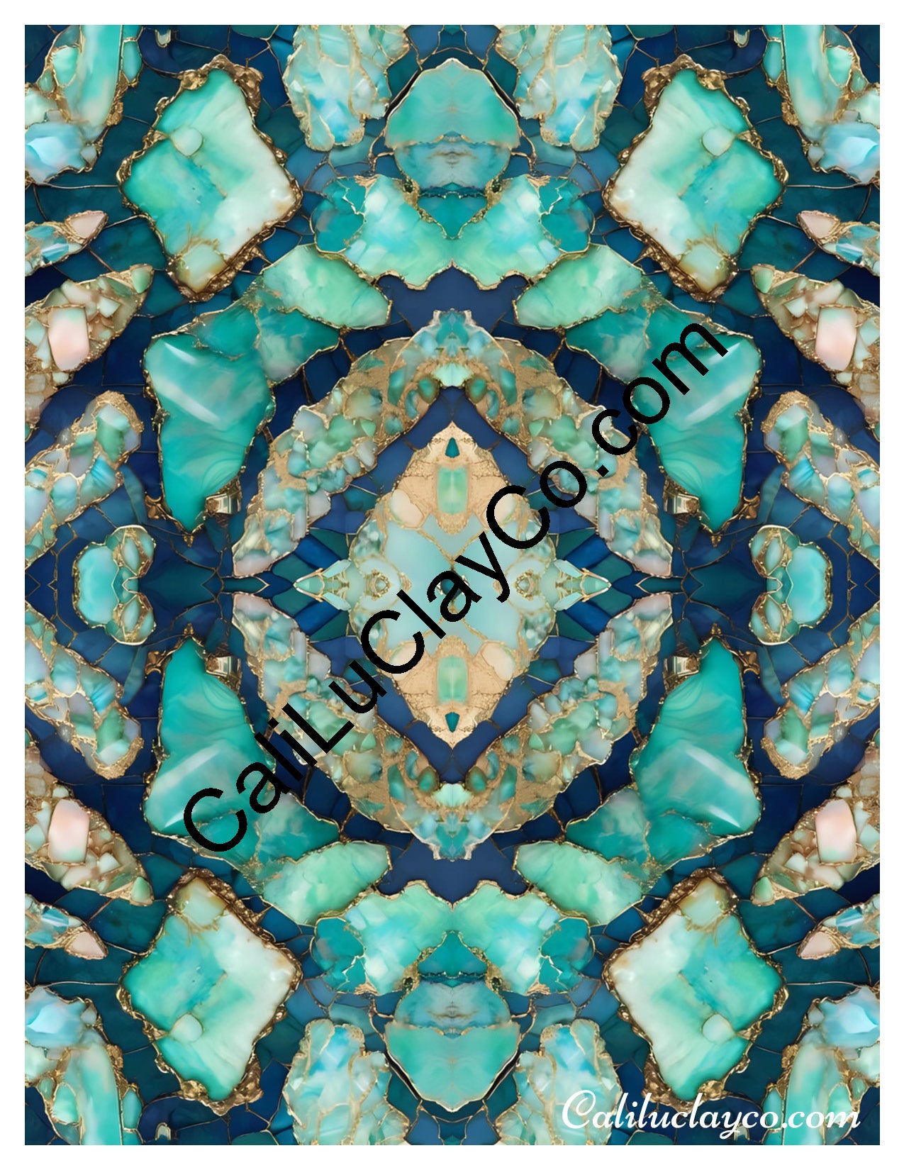 Larimar #5 Mirrored Version #1 Polymer Clay Water-Soluble Transfer Sheet / Tattoo Paper