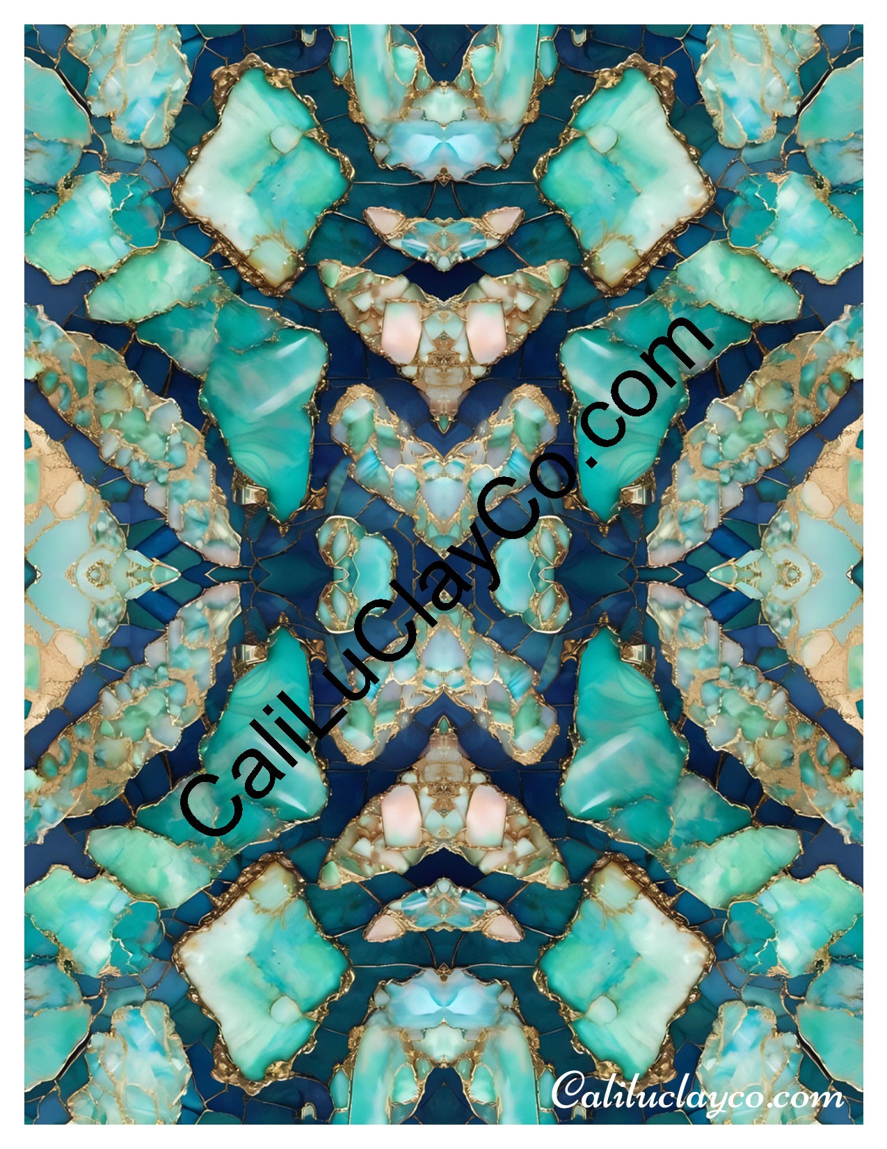 Larimar #5 Mirrored Version #2 Polymer Clay Water-Soluble Transfer Sheet / Tattoo Paper