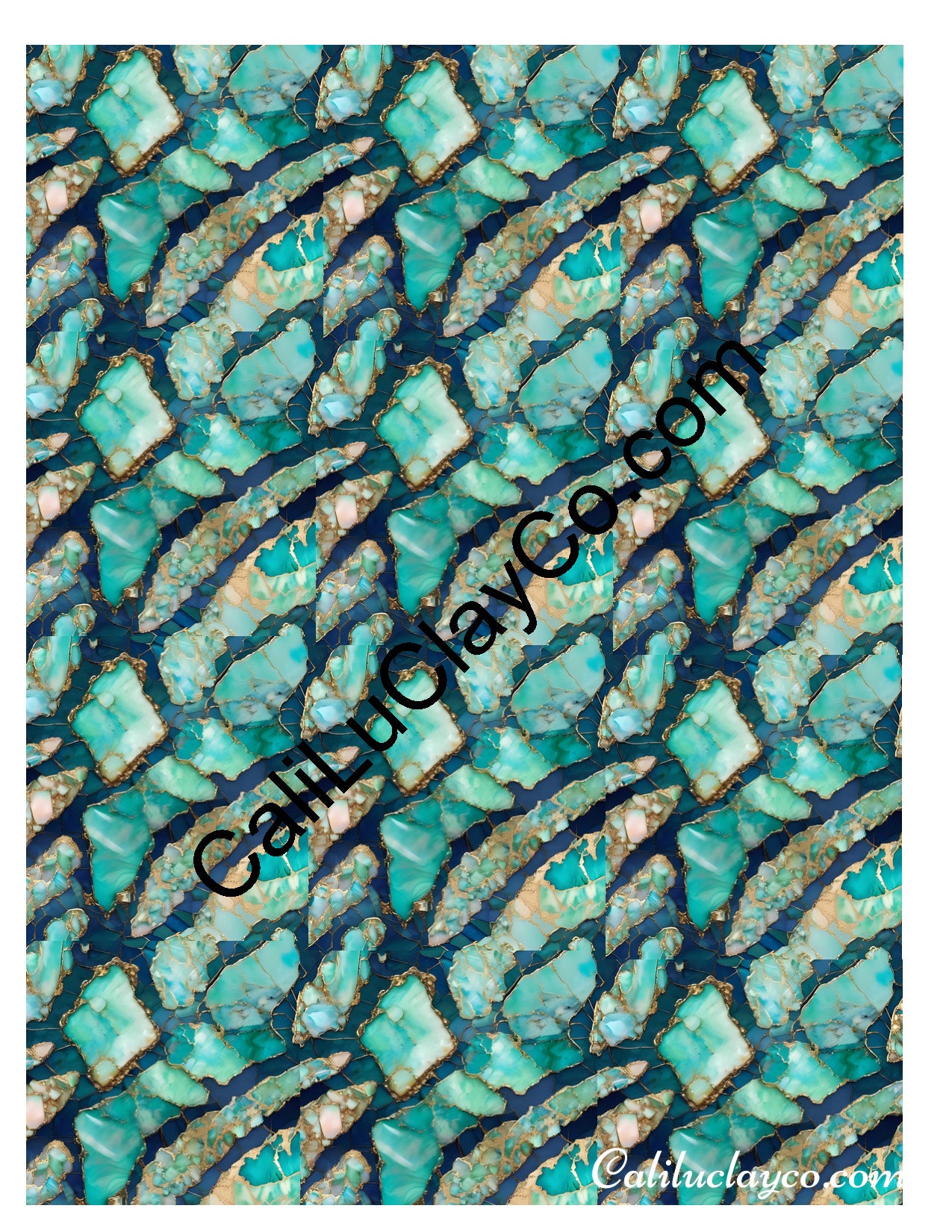 Larimar #5 MULTI Left & Right Polymer Clay Water-Soluble Transfer Sheet / Tattoo Paper