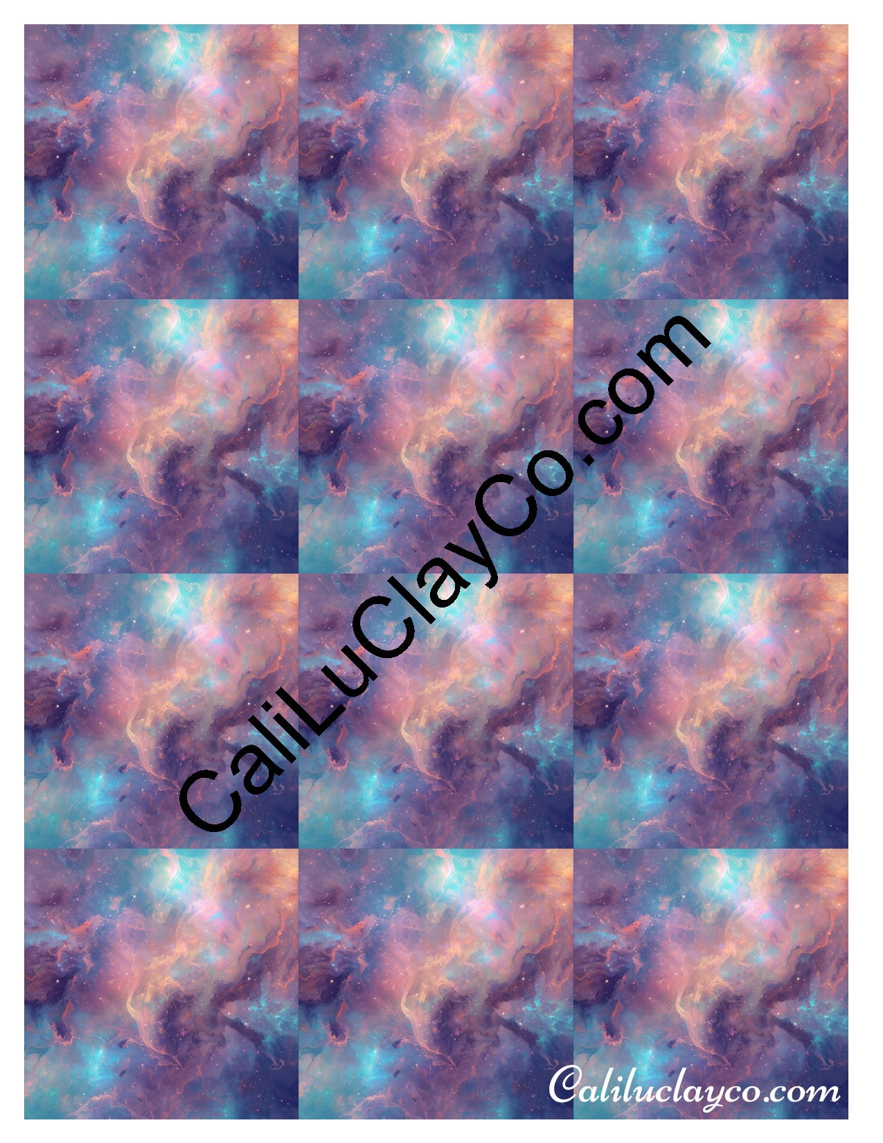 Rainbow Marbling #2 MULTI Left & Right Polymer Clay Water-Soluble Transfer Sheet / Tattoo Paper