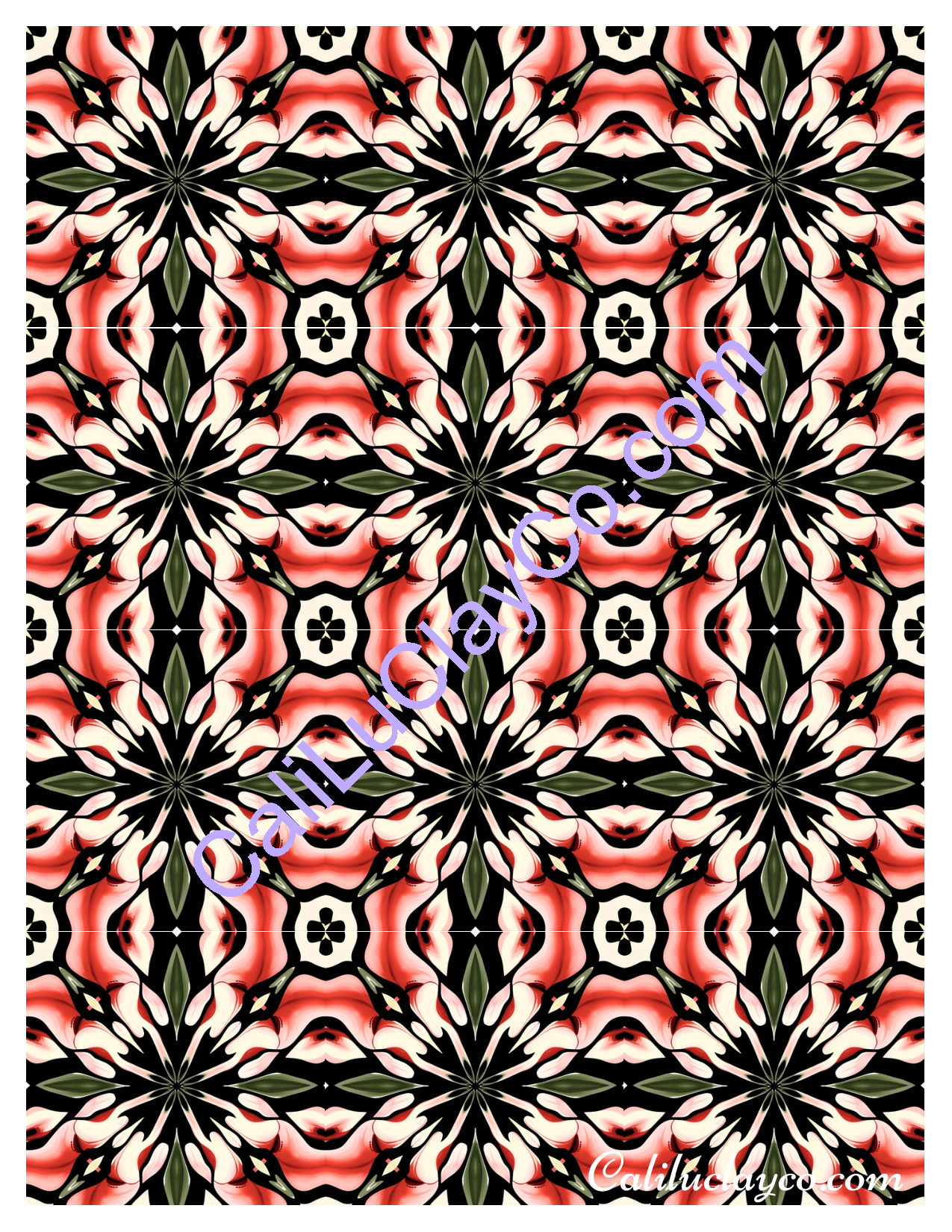 Red & Black Abstract Floral Design Original & Multi X12 Polymer Clay Water-Soluble Transfer Sheet / Tattoo Paper